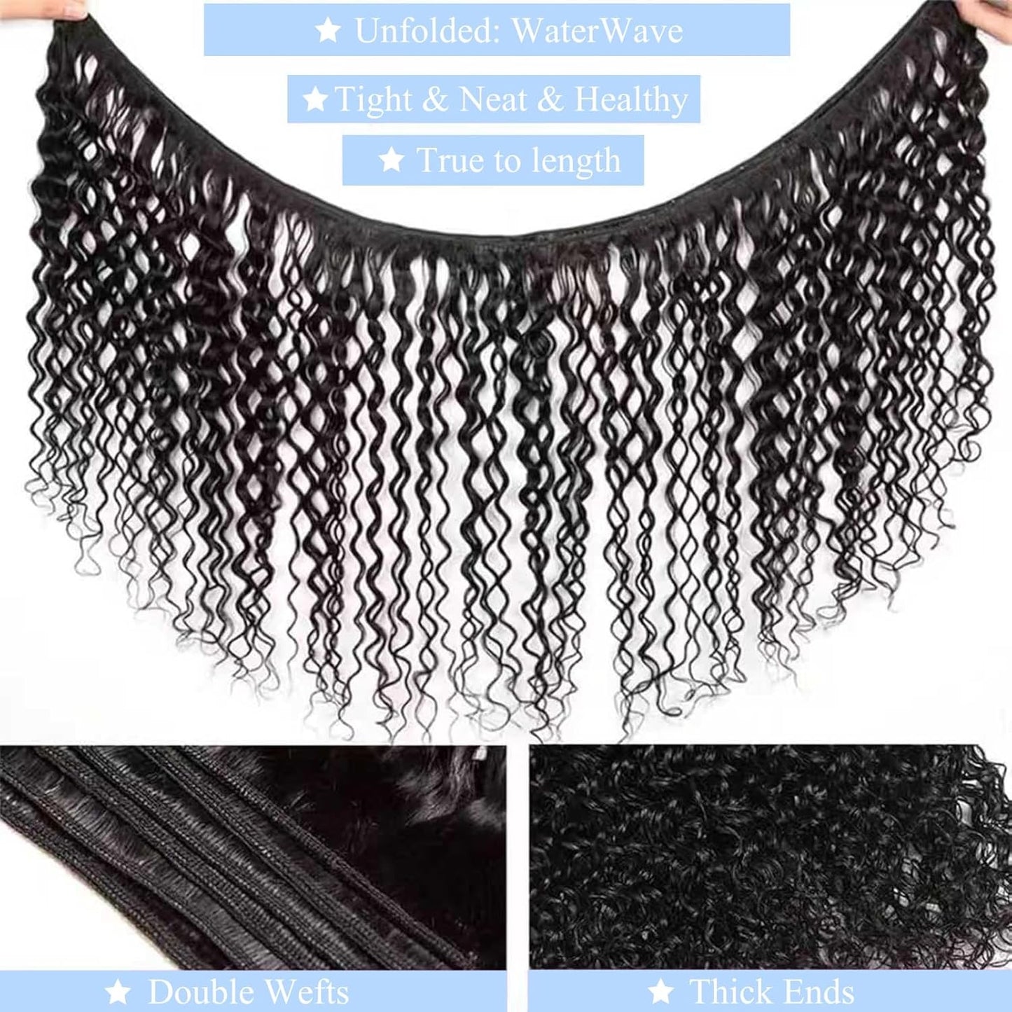 Water Wave Human Hair Bundles 20 22 24 Inch 12A Curly Bundles Human Hair 100% Unprocessed Brazilian Virgin 3 Bundles Wet and Wavy Weave Extensions