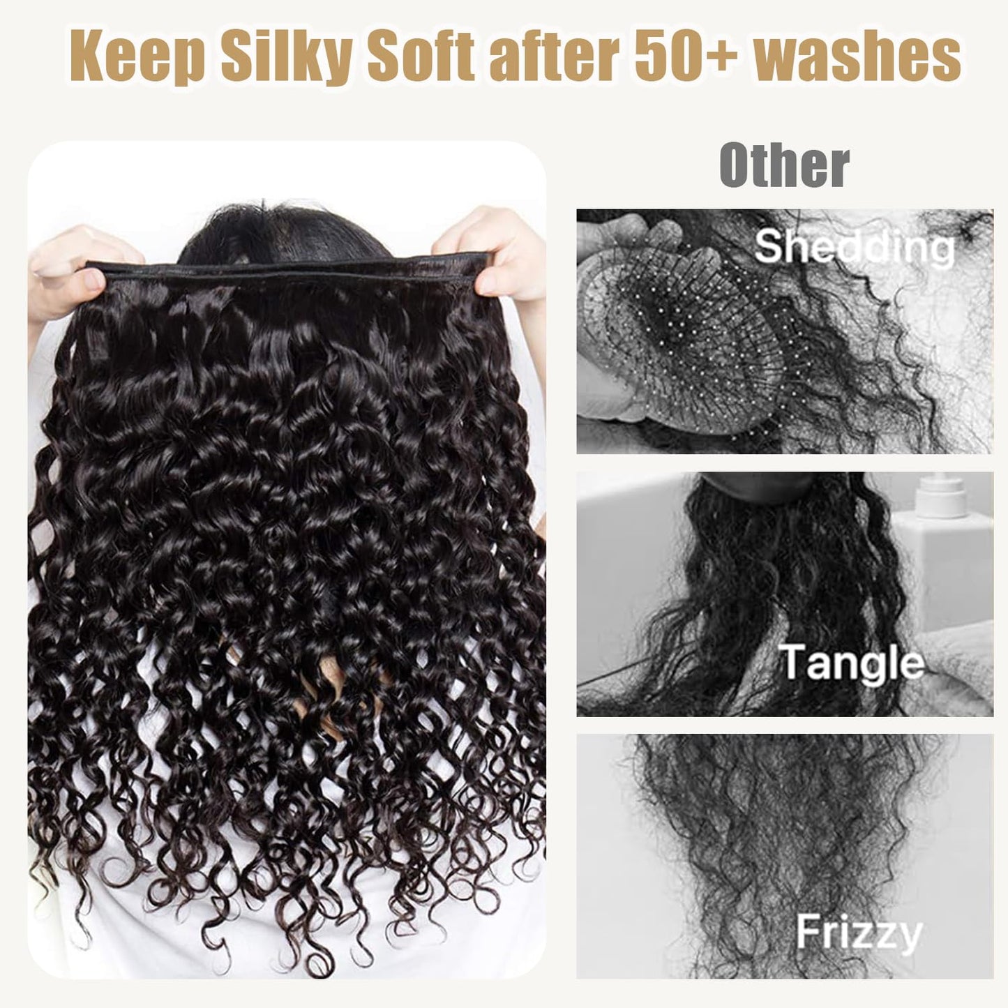 Raw Bundles Human Hair Deep Wave,15A Unprocessed Curly Bundles Human Hair,Keep Soft After Washing,Can Re-Styled With Heat,No Tangle No Shedding,Triple Lifespan 3X(18 20 22 Inches)