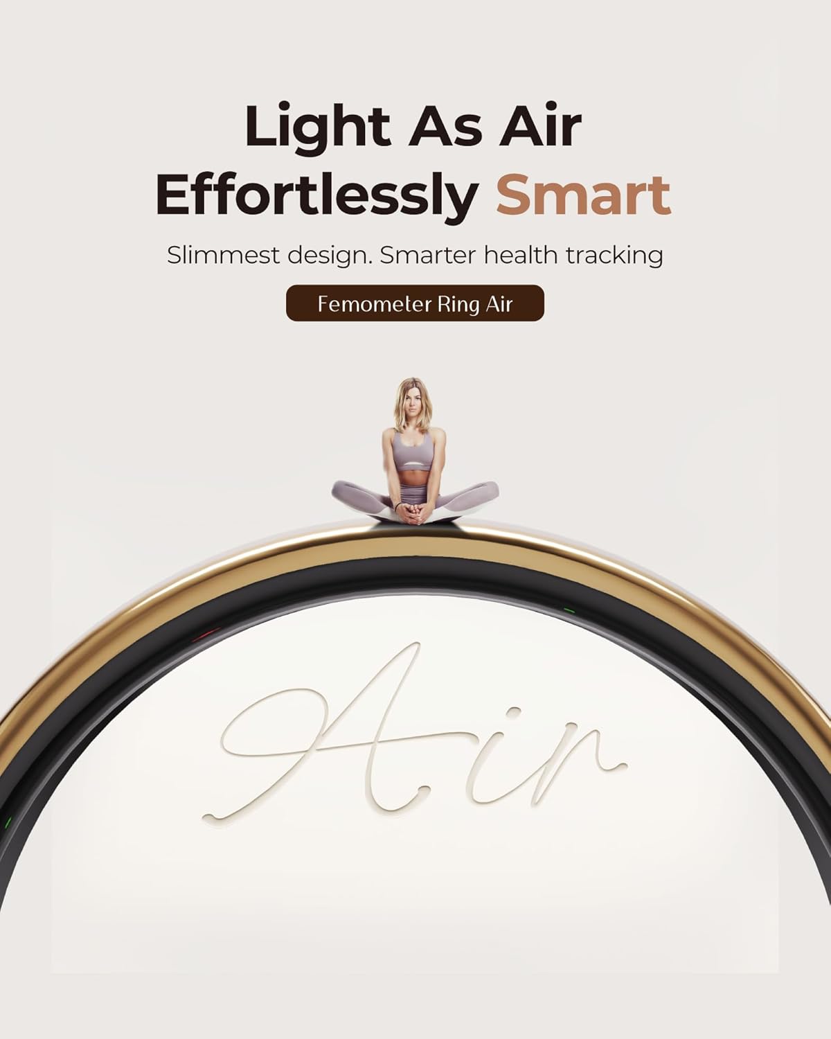 femometer Ring Air | Ultra-Thin Smart Ring | Sleep/Heart Rate/SpO2/Stress | Women's Health & Fertility Tracker with BBT Technology | Hot Flash Monitoring | Free Subscription - Size13