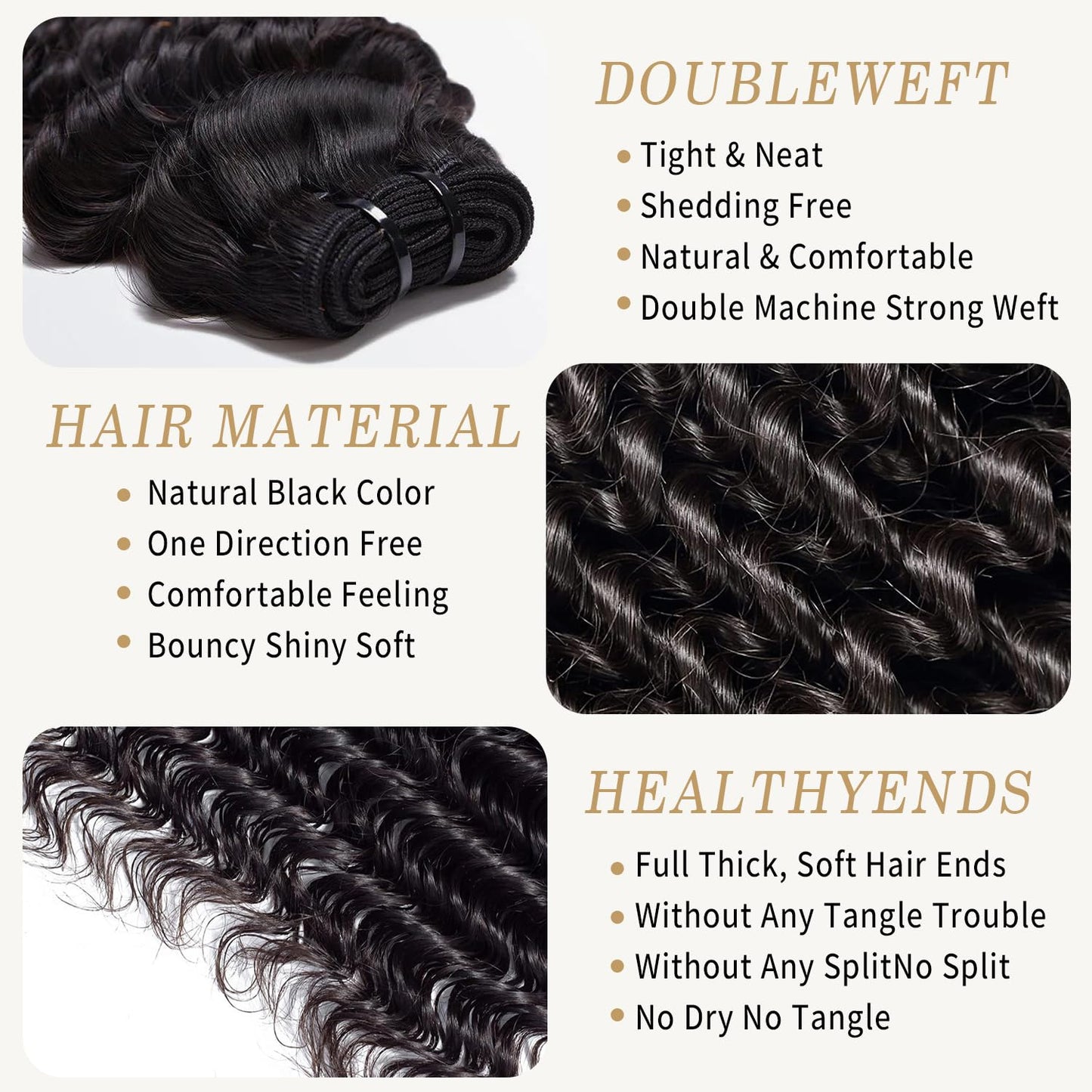 Raw Bundles Human Hair Deep Wave,15A Unprocessed Curly Bundles Human Hair,Keep Soft After Washing,Can Re-Styled With Heat,No Tangle No Shedding,Triple Lifespan 3X(18 20 22 Inches)