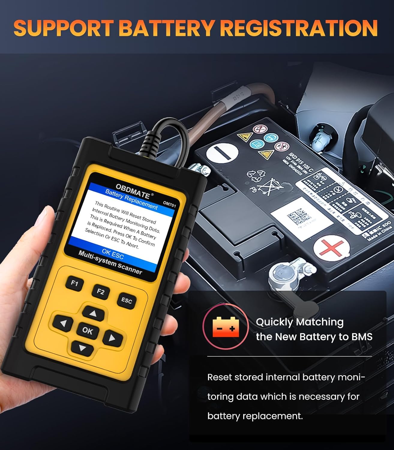 OBD2 Scanner for Toyota/Lexus/Scion, OM701 All Systems Diagnostic Tool with 15+ Resets (Oil/ETC/EPB/ABS/SAS/BAT Register...), Full OBDII Functions Read&Erase Fault Codes, Free Software Update