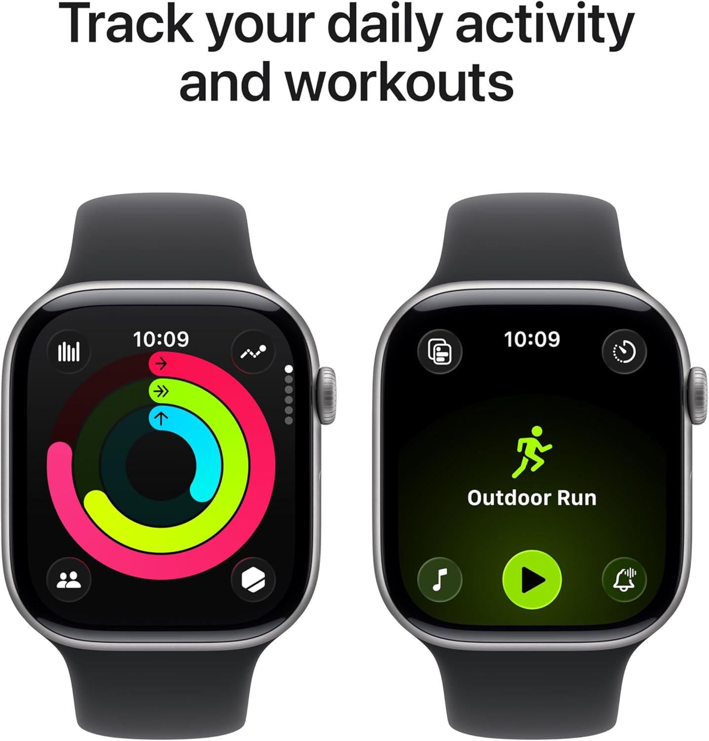 Apple Watch Series 11 GPS 46mm Smartwatch with Space Gray Aluminum Case with Black Sport Band - M/L. Sleep Score, Fitness Tracker, Health Monitoring, Always-On Display, Water Resistant
