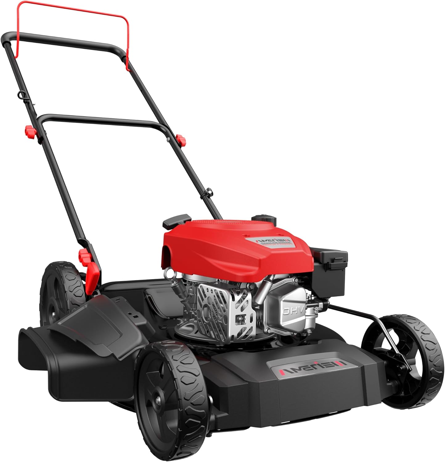 AMERISUN 21 Inch Gas Push Lawn Mower, 2-in-1 Mulching & Side Discharge, 144cc 4-Stroke OHV Engine, 6-Position Height Adjustment, Lightweight Push Mower for Small to Medium Yards