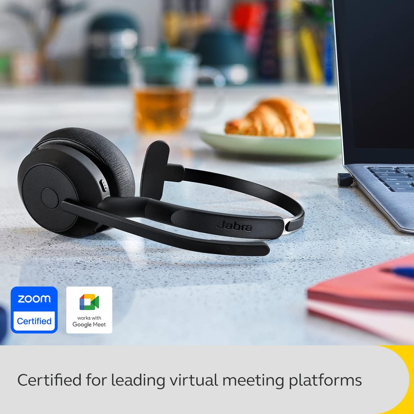 Jabra Evolve2 55 Mono Wireless Headset - Features AirComfort Technology, Noise-Cancelling Mics & Active Noise Cancellation - Works with UC Platforms Such as Zoom & Google Meet - Black