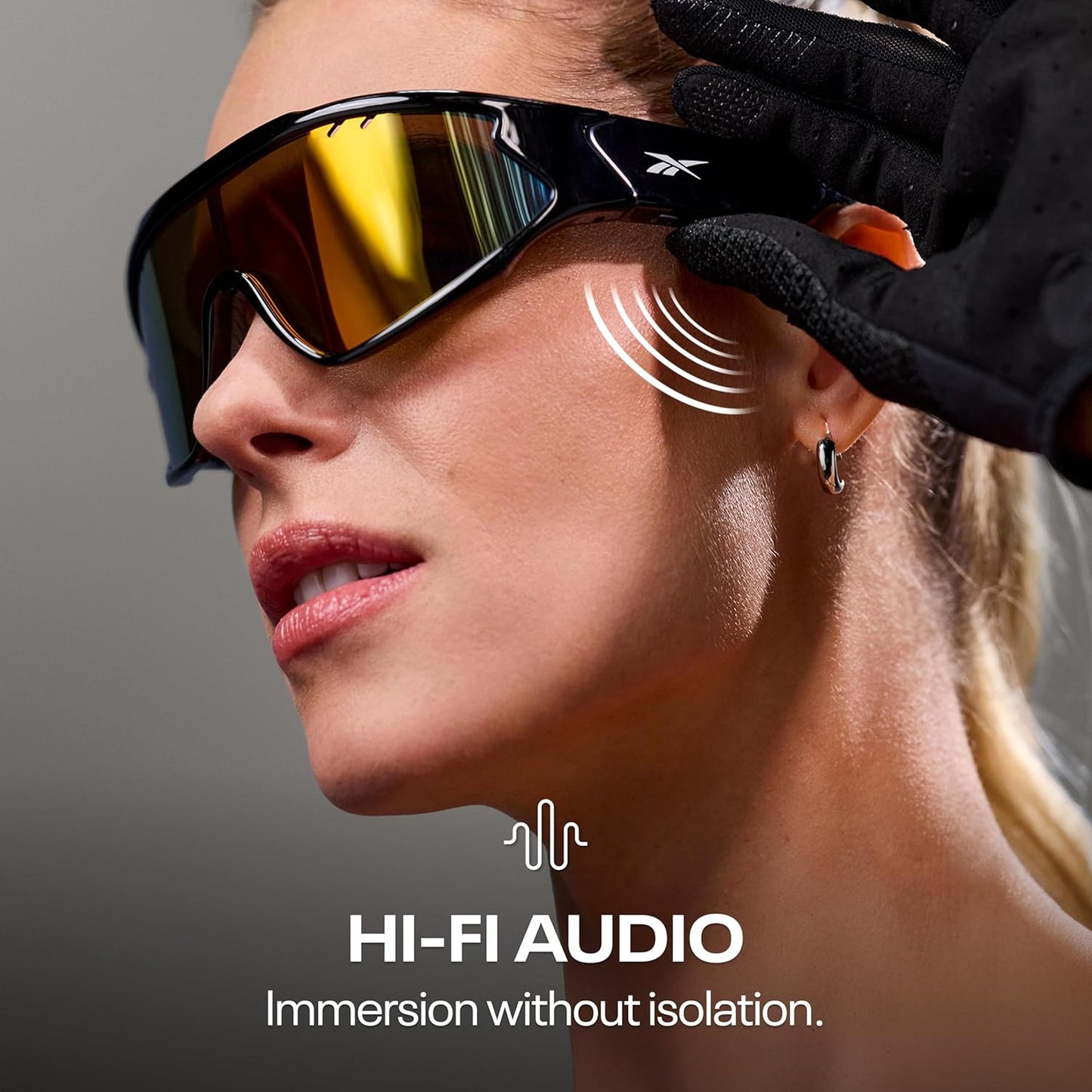 Reebok Voltage Smart Audio Sunglasses, Red Mirror Polarized Lens, Unisex, HiFi Bluetooth Sport Glasses with UV Protection - Powered by Lucyd