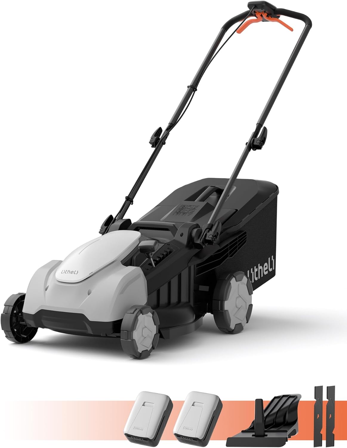 Litheli 18" 40V Self-Propelled (Push) Lawn Mower, 2 x 5.0Ah Batteries Cordless Lawn Mower, Brushless Motor, 2-in-1 Mulching & Bagging, Electric Mower for Small to Medium Yards