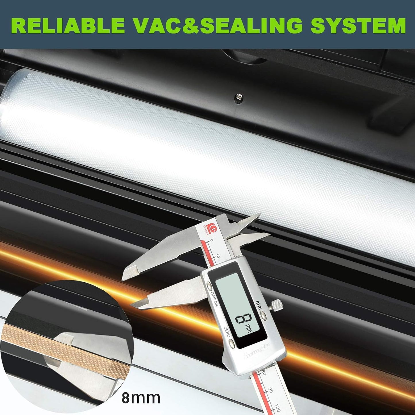 Potane Precision Vacuum Machine,Pro Food Sealer with Built-in Cutter and Bag Storage(Up to 20 Feet Length), Both Auto Manual Options,2 Modes,Includes 2 Bag Rolls 11”x16' and 8”x16',Compact Design