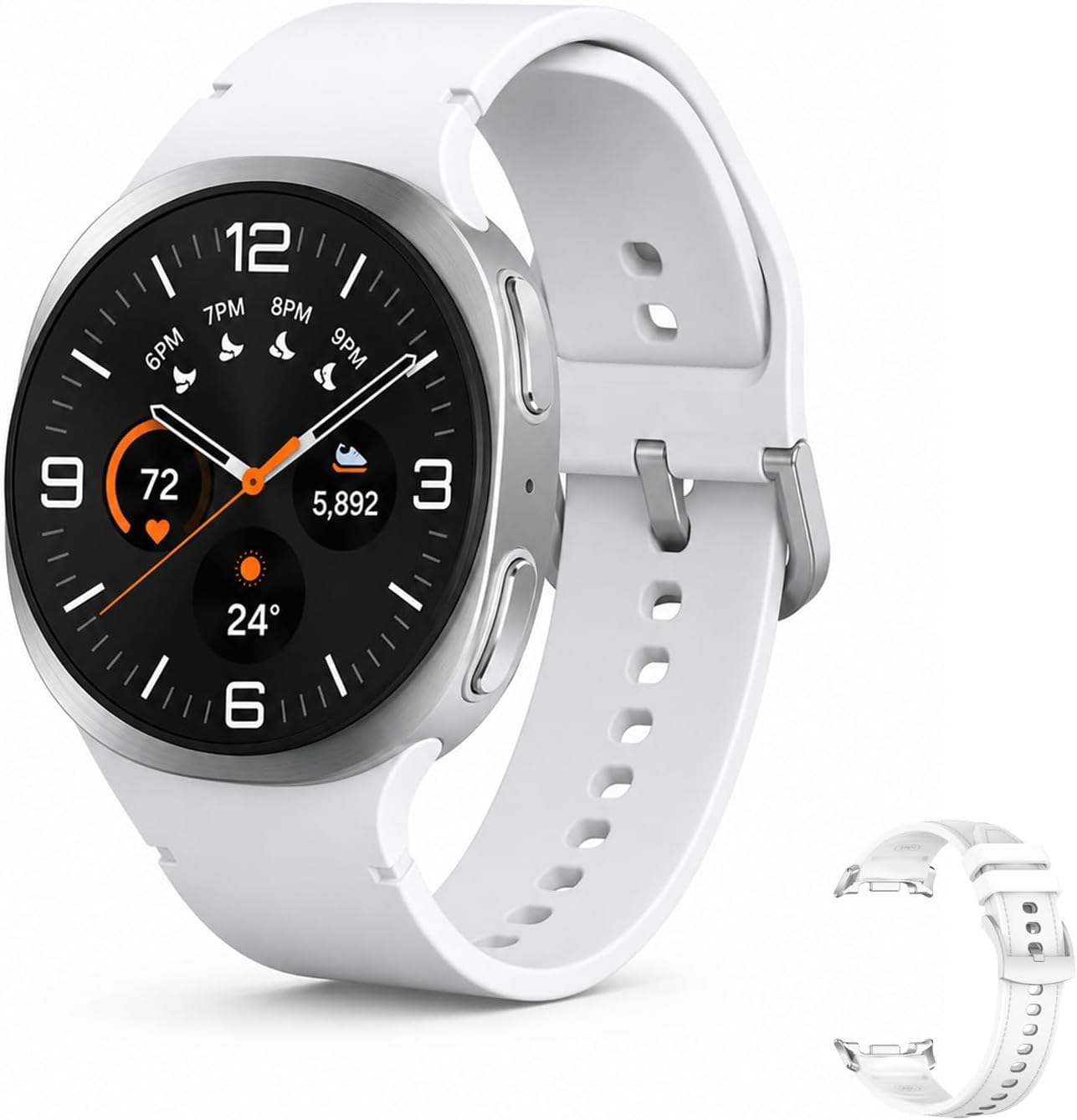 Samsung Galaxy Watch 8 (2025) Bluetooth Smartwatch, Intl Version – Fitness & Sleep Tracking,Heart Rate Monitor, Android Compatible (Not for iOS) – with Extra Hybrid Band (Silver, 44mm)
