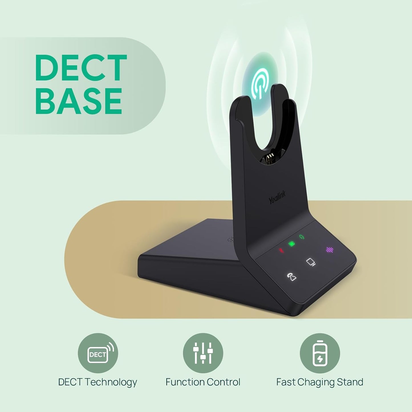 Yealink WH64 Wireless Mono Headset, DECT & Bluetooth Work Headset with 3X Noise Cancelling Mic, 26H Calls, Office Single On Ear Headsets Teams Certified for DeskPhone, Computer, Cellphone