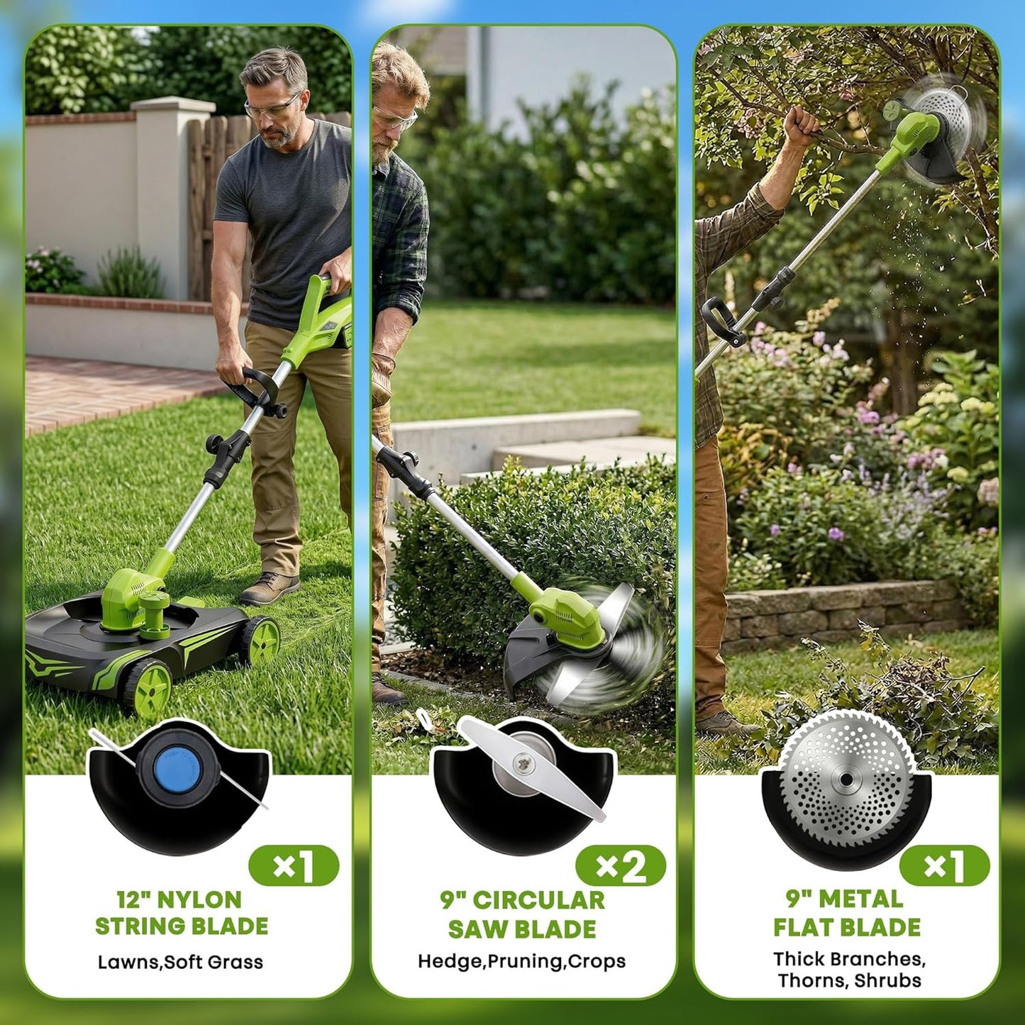4-in-1 Electric Small Lawn Mower with Detachable Wheeled Base, 3 Position Cutting Height, Cordless Mini Push Mower Battery Powered for Garden/Yard/Farm, Gardening Gifts for Parents, Seniors, Women