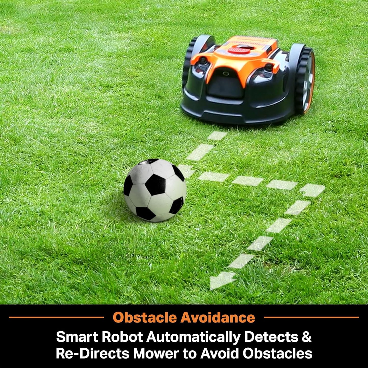 LawnMaster OcuMow Perimeter Wire Free Robot Lawn Mower Cuts Small Lawns 1000-2000 Square Feet with Optical Navigation, Obstacle Avoidance, Low Noise and No Go Functiont