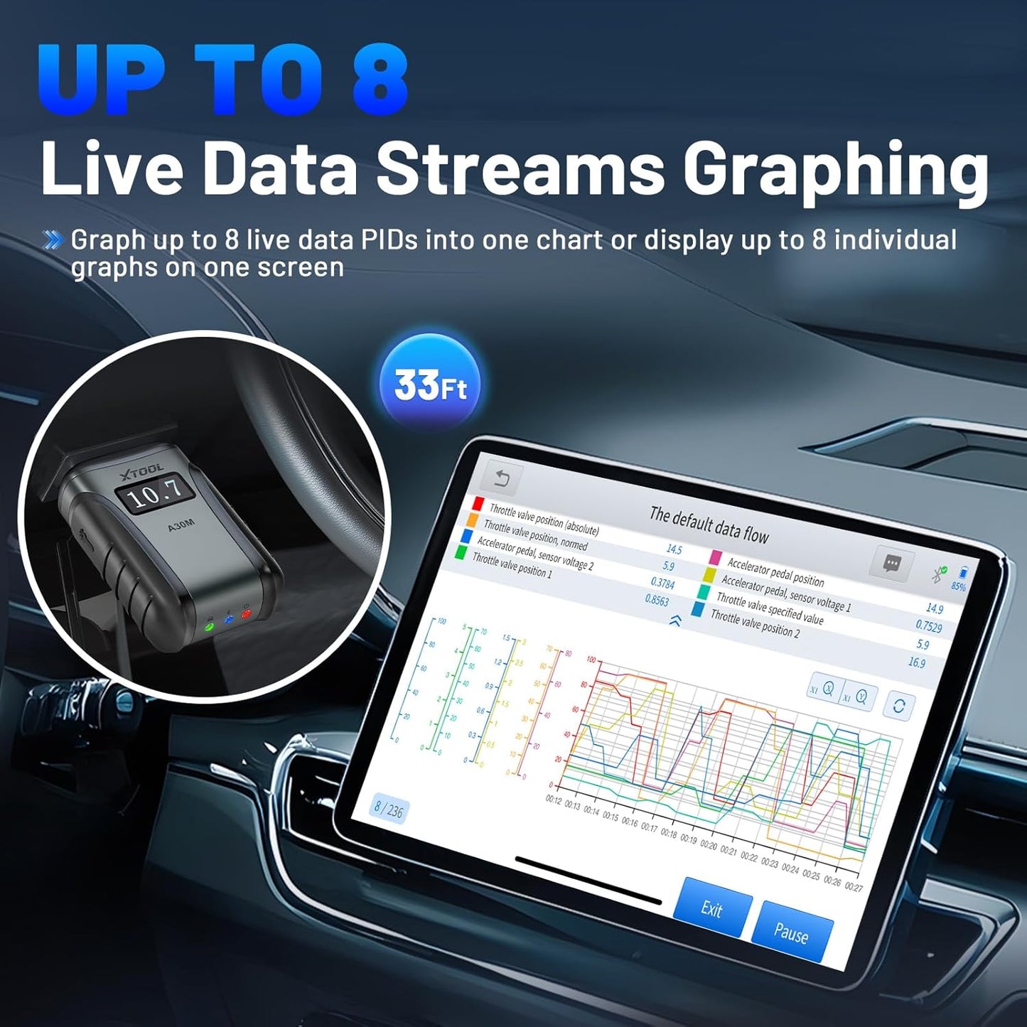 OBD2 Scanner Diagnostic Tool XTOOL A30M V2.0, 2026 Wireless Bidirectional Code Reader, 26 Reset, All System, Crank Sensor Relearn, EPB, Throttle Relearn, Lifetime Free Updates, Android & iOS