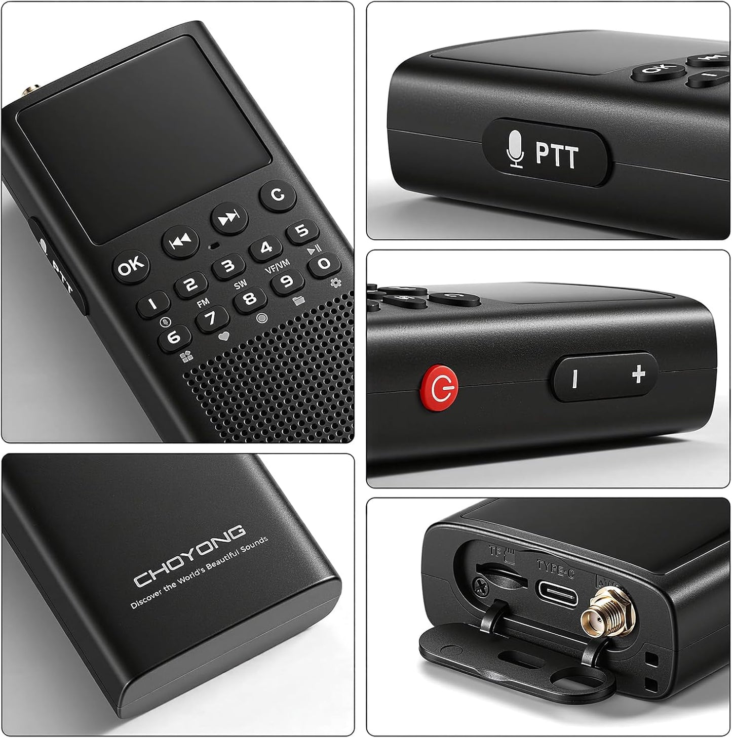 CHOYONG WT2 Network Walkie Talkie, Long Range Two-Way Radio with FM/AM/SW Receive, WiFi/4G POC Group Communication, GPT Voice Search, 2500mAh Rechargeable Battery, Black