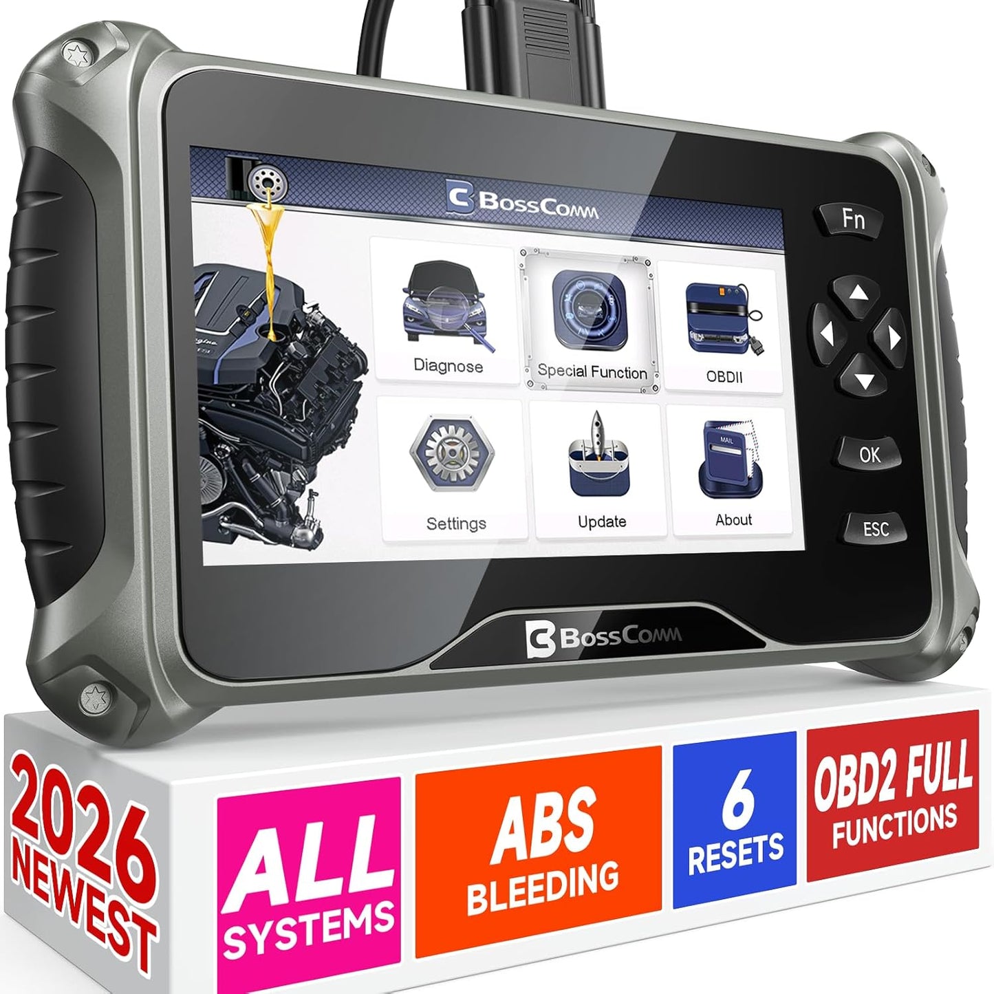2026 BOSSCOMM IF745 OBD2 Scanner, All Systems Car Code Reader Scan Tool with 6 Resets, ABS Bleeding/Oil/EPB/SAS/Throttle/Battery, Scanner Diagnostic Tool for Vehicles, Lifetime Free Update, Auto VIN