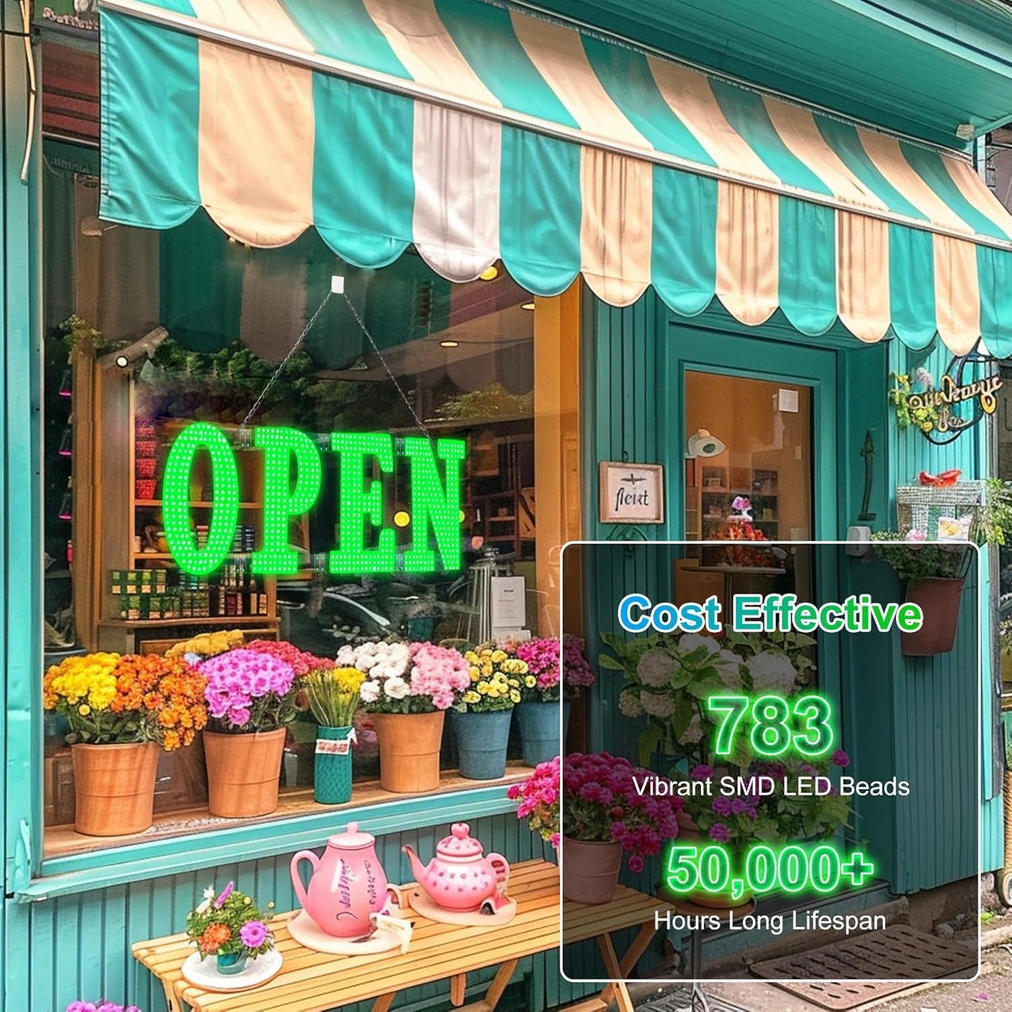 40"x14" Large LED Open Signs for Business Super Bright Unique Design Open Sign with Hanging Installation for Window Stores Bar Hotel Retail Shops Salon Restaurant Office Green