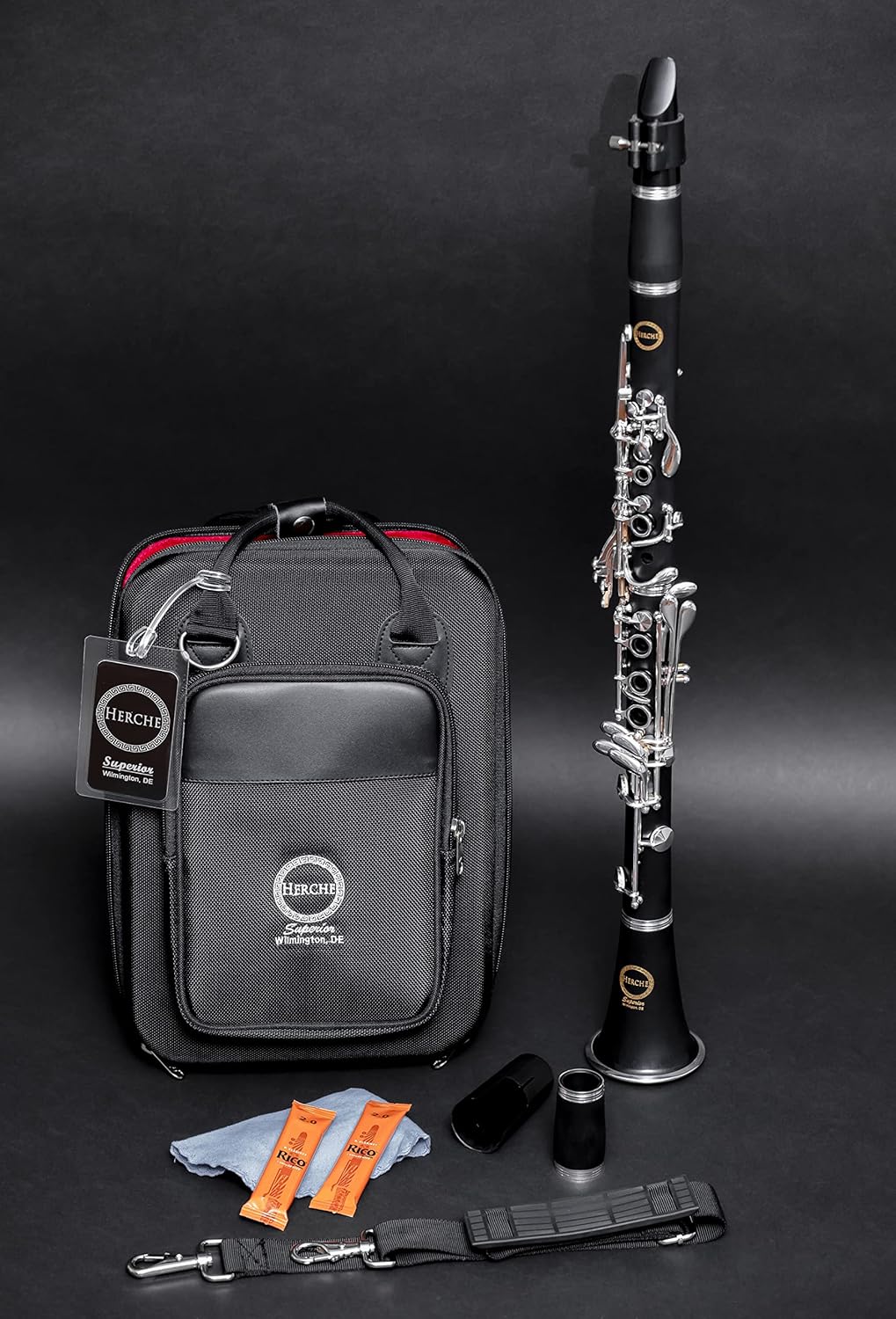 Herche Clarinet Bb Superior X5 - UPGRADED - Educator Approved - Intermediate - Free Service Plan