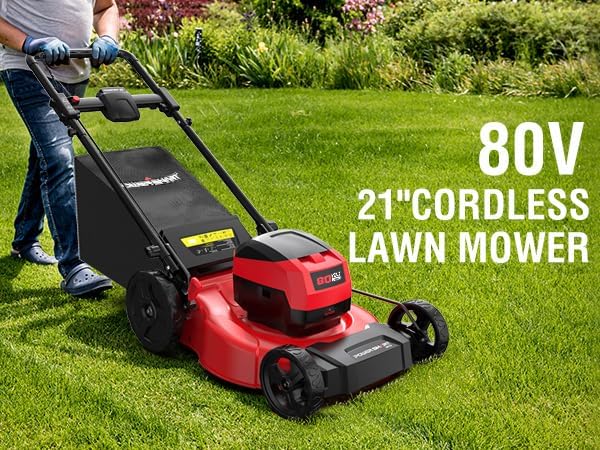 Powersmart 80V 21" Brushless Cordless Lawn Mower (Push) Battery Lawn Mower with 6.0Ah Battery and Charger 2026 Version