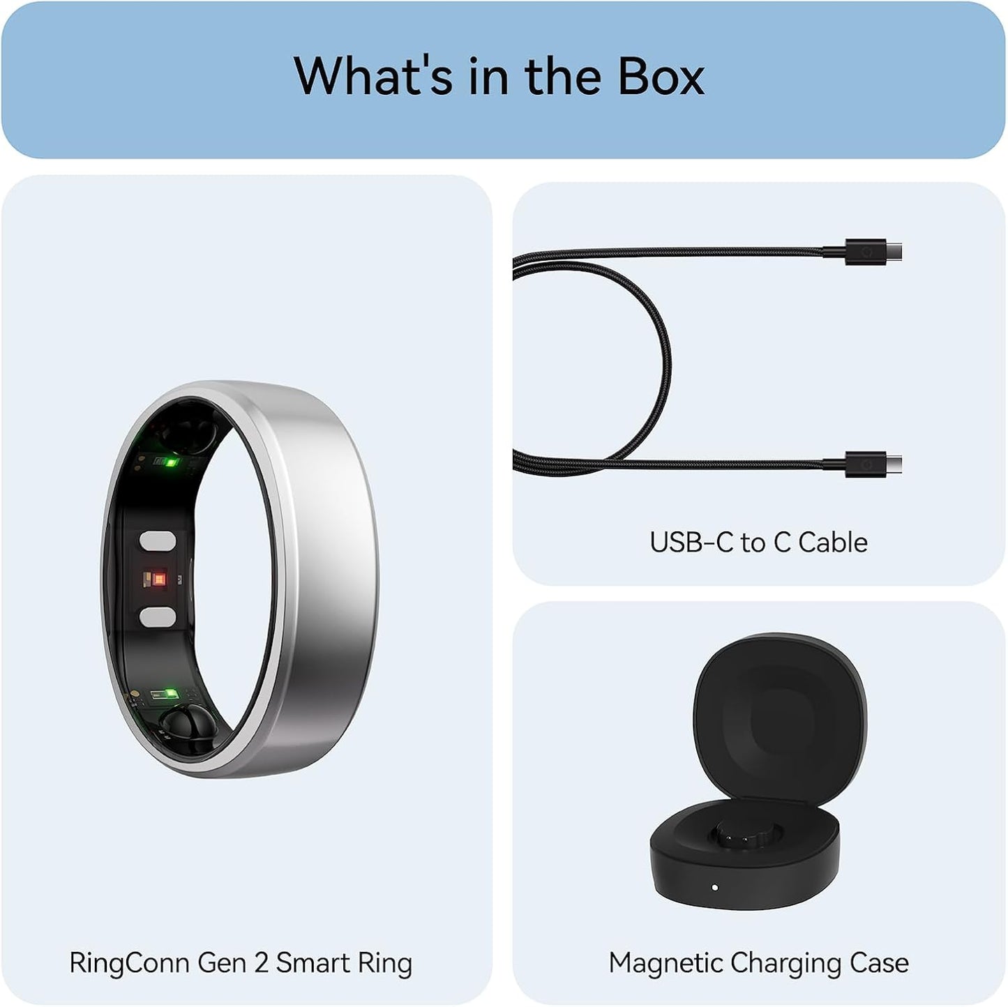 RingConn Gen 2, World's First Smart Ring with Sleep Apnea Monitoring, No APP Subscription, 12-Day Battery Life, Stress/Heart Rate/Women's Health Tracker, Android & iOS Compatible (Silver, Size 9)