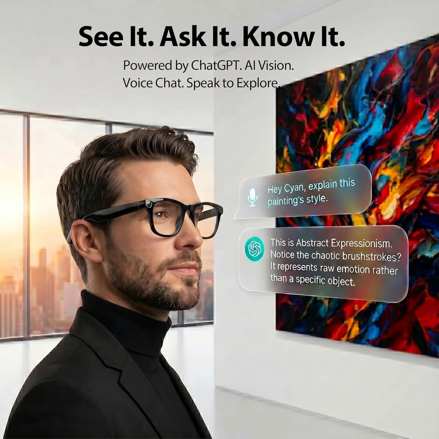 EarlySincere Photochromic Smart Glasses with 8MP 4K Camera & Bluetooth, HD Video, AI Vision Assistant, Translation & Voice Transcriber, Open-Ear Audio, Extra Blue Light Lenses for Work & Travel