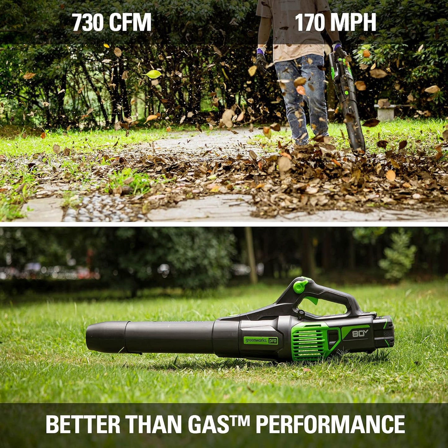 Greenworks 80V 21" Cordless Battery Push Lawn Mower,730 CFM Cordless Battery Leaf Blower,Combo Kit w/(1) 4Ah Battery & (1) 4A Rapid Charger