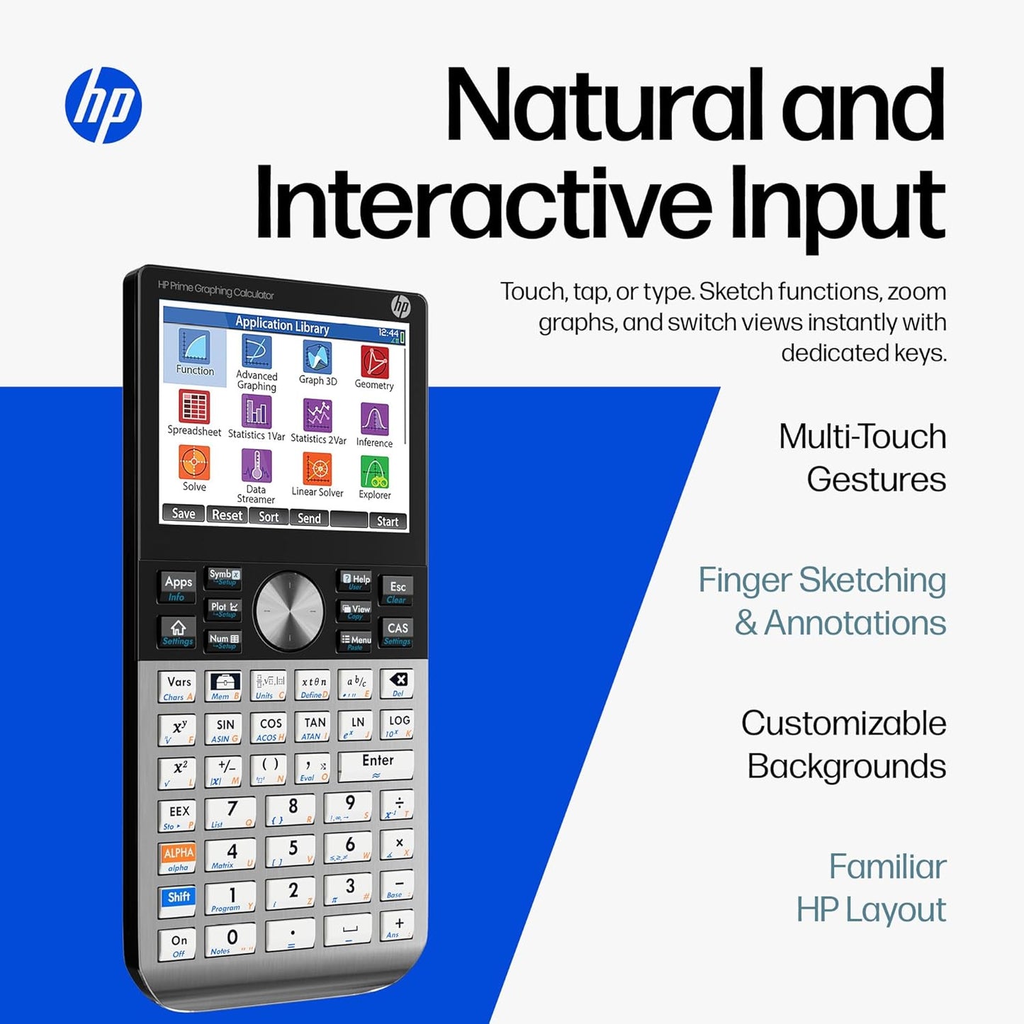HP Prime G2 Graphing Calculator – Multi-Touch 3.5" Color Display CAS Exam Approved SAT/AP/IB Scientific Calculator for School, Highschool, College Students – Programmable, 256MB, Includes Case + Cloth