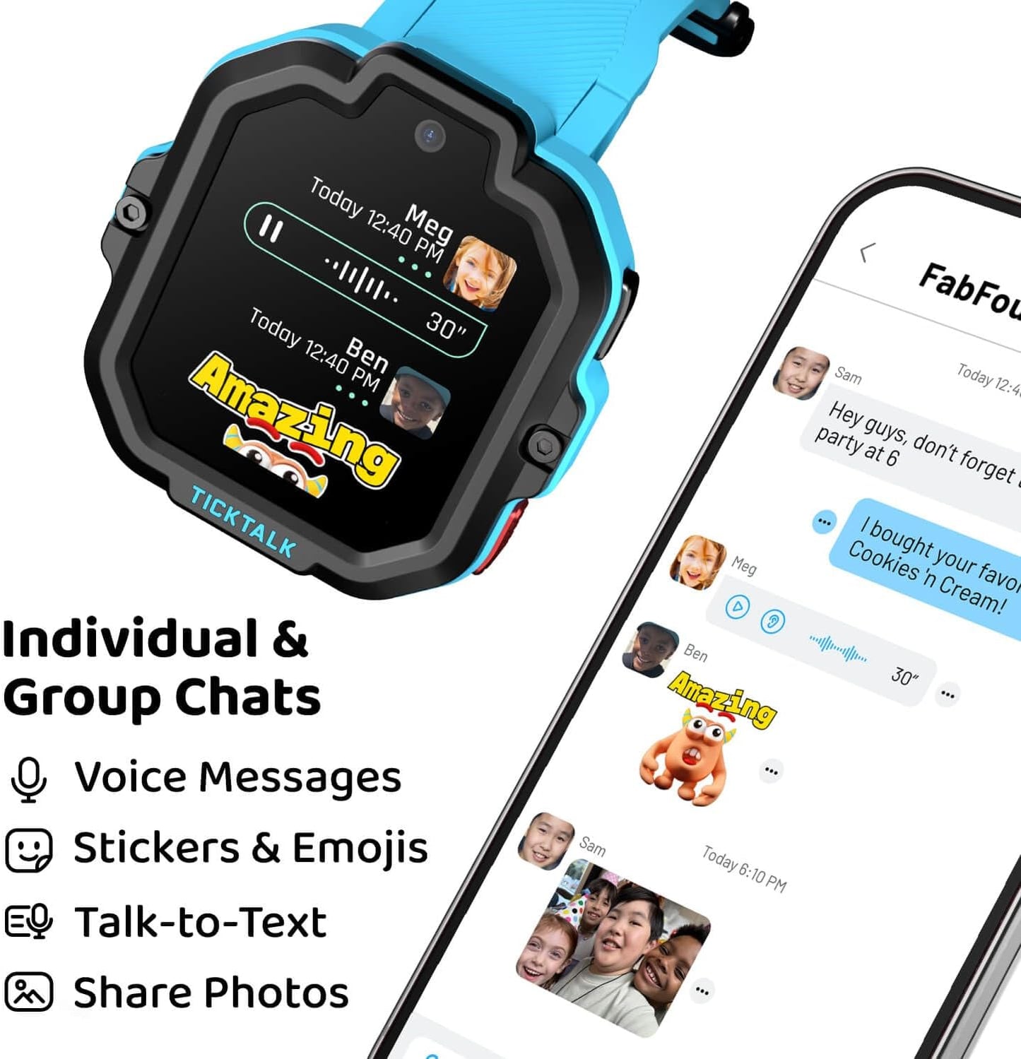 TickTalk5 Smart Watch for Kids with GPS Tracker, Video Calling, Texting, and Parental App, 4G Smartwatch with Free Music, Phone Calls, and Reminders for Kids Ages 3-12