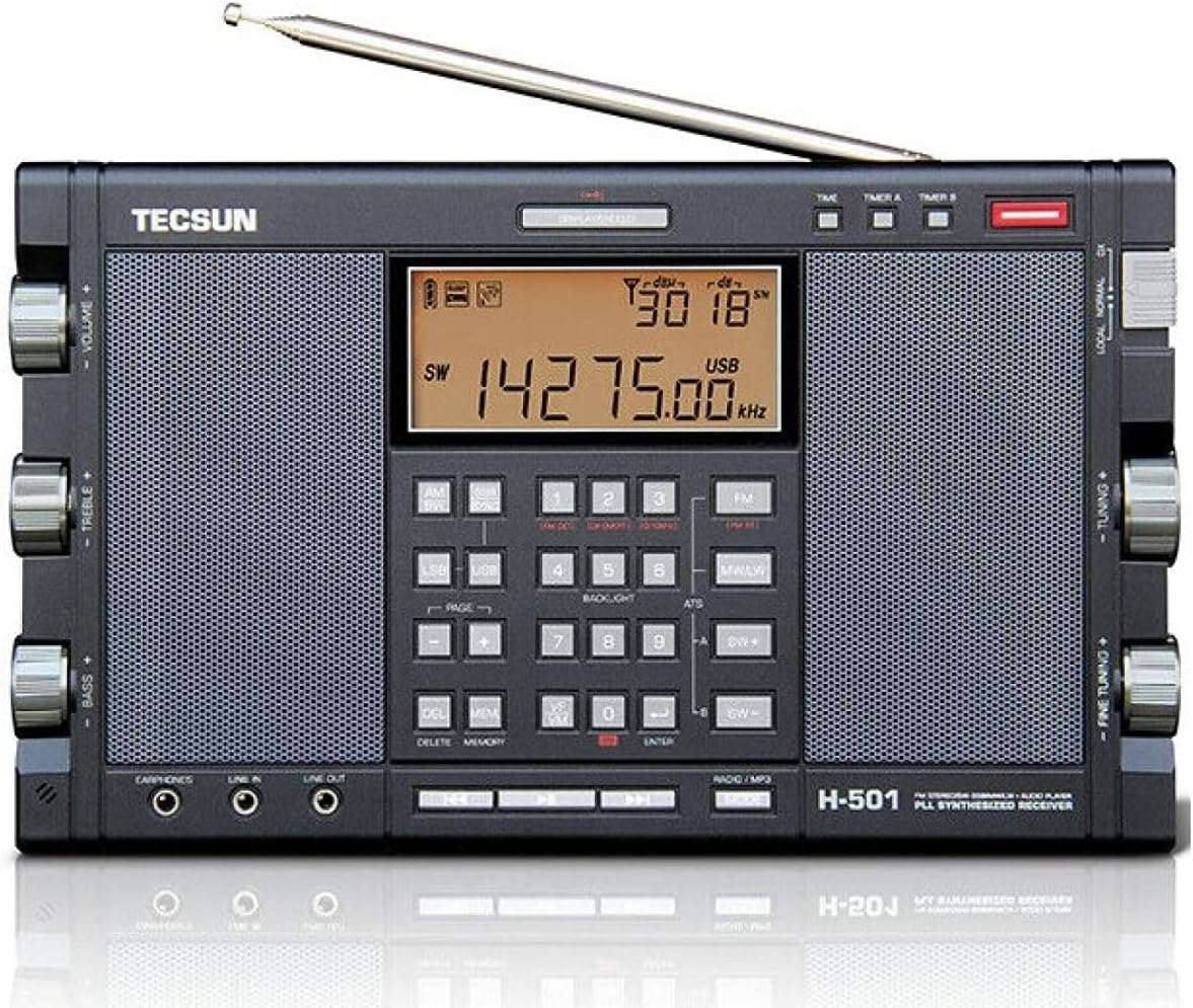 Tecsun H501 Digital Worldband AM/FM Shortwave Longwave Radio with SSB Reception, Dual Speakers, & MP3 Player, Matte Black