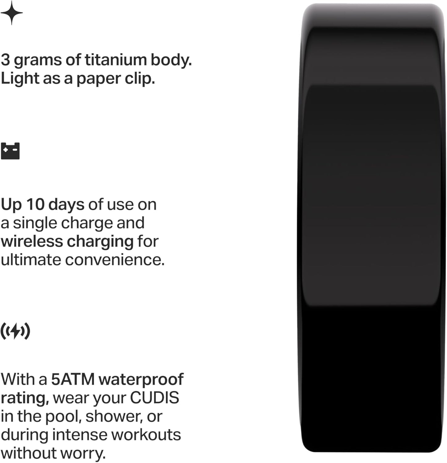 002 - AI Smart Ring, No Subscription Fee, 10-Day Battery Life, Sleep/Sport/Stress/Heart Rate/HRV/Blood Oxygen/Women's Health/Biological Age Tracker, Titanium, 5ATM Waterproof (Black, 9)