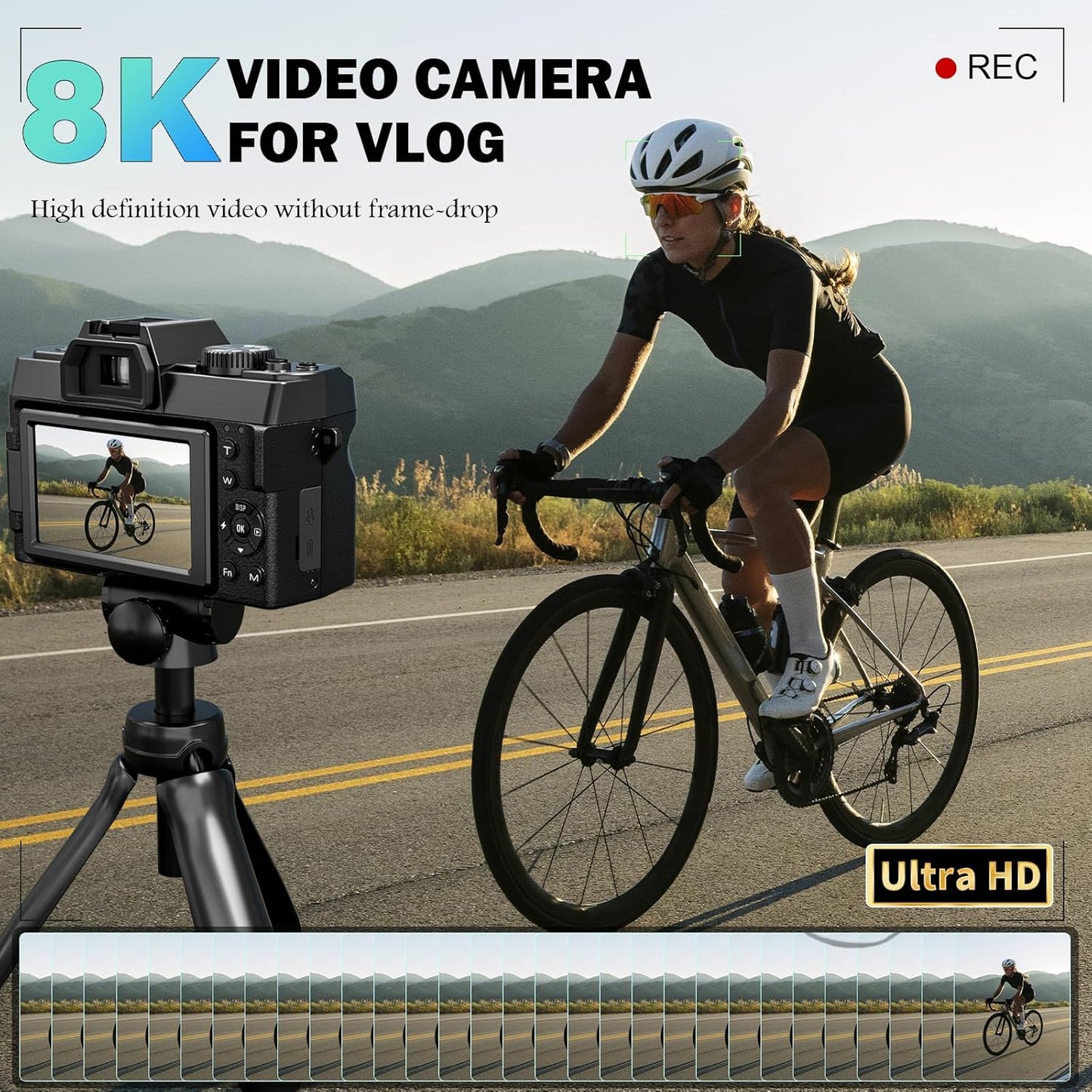 True 8K Digital Cameras for Photography 64MP - WiFi, Wide-Angle & Macro Lens, 16X Zoom Autofocus, 3" 180° Flip Screen, 64GB Card, Vlogging Camera for YouTube Travel(Black)