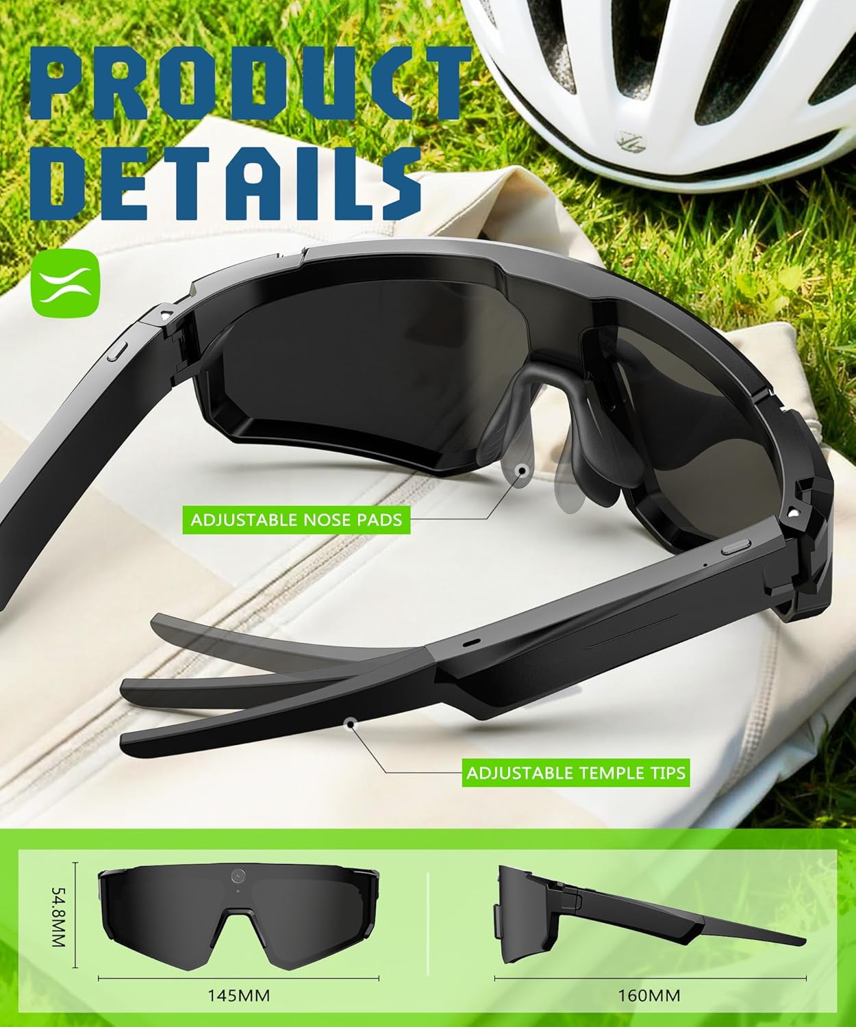 AI Ultra Pro Smart Glasses: 4K Wearable Camera with 6-Axis EIS Stabilization, ChatGPT-4o Voice Assistant, IP66 Waterproof Sport Sunglasses, Dual-Mic ENC Noise Cancelling, Obsidian Gray