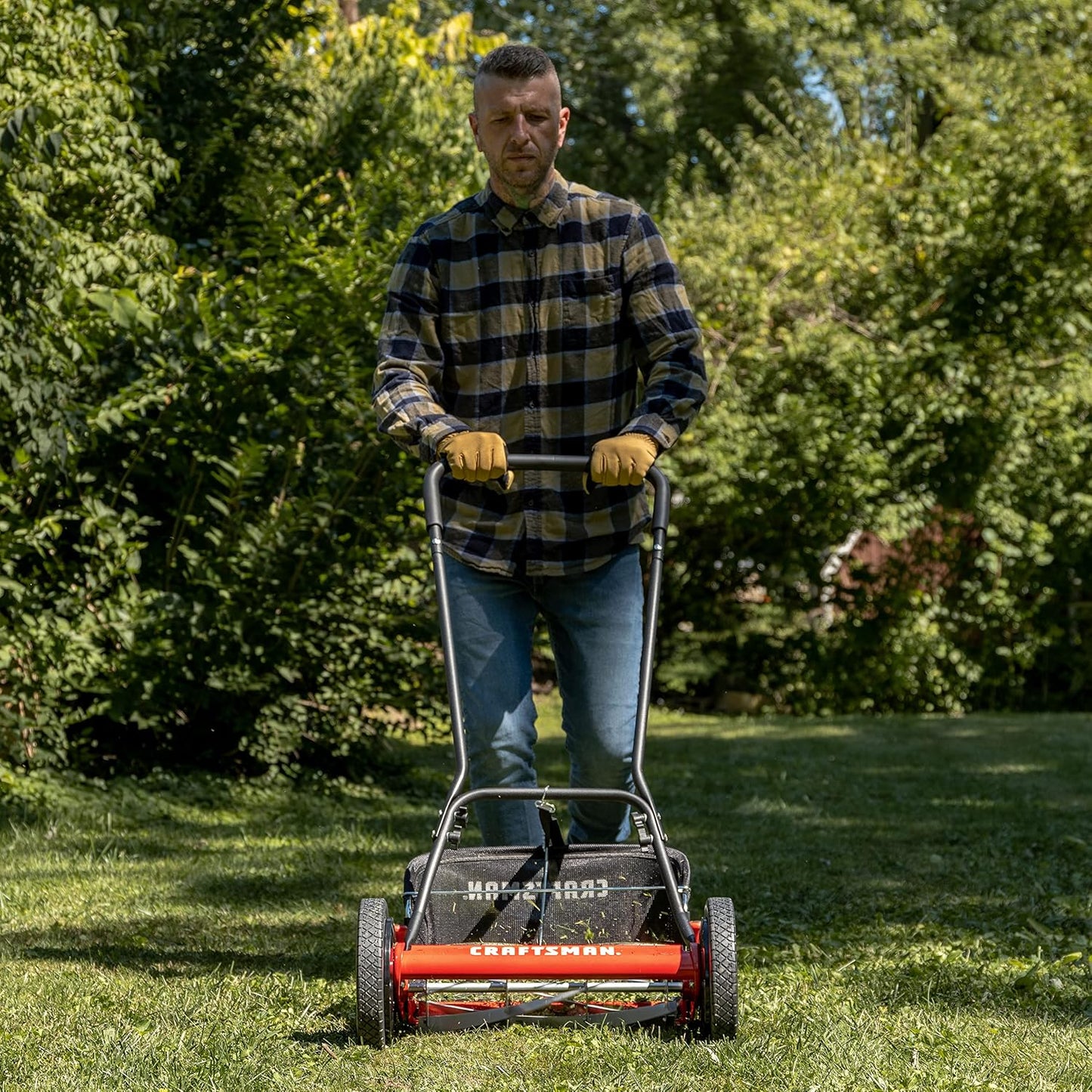 Craftsman 1816-16CR 16-Inch 5-Blade Push Reel Lawn Mower with Grass Catcher, Red