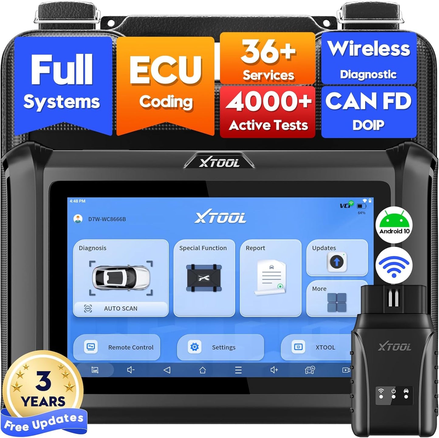 XTOOL D7W Wireless OBD2 Scanner Diagnostic Tool 2026 AI-Assisted Bidirectional Scan Tool Upgraded of D7/D7S/D7BT, ECU C0ding, 39+ Resets, CAN FD & DoIP, All System Scanner for Car, 3-Yr Update