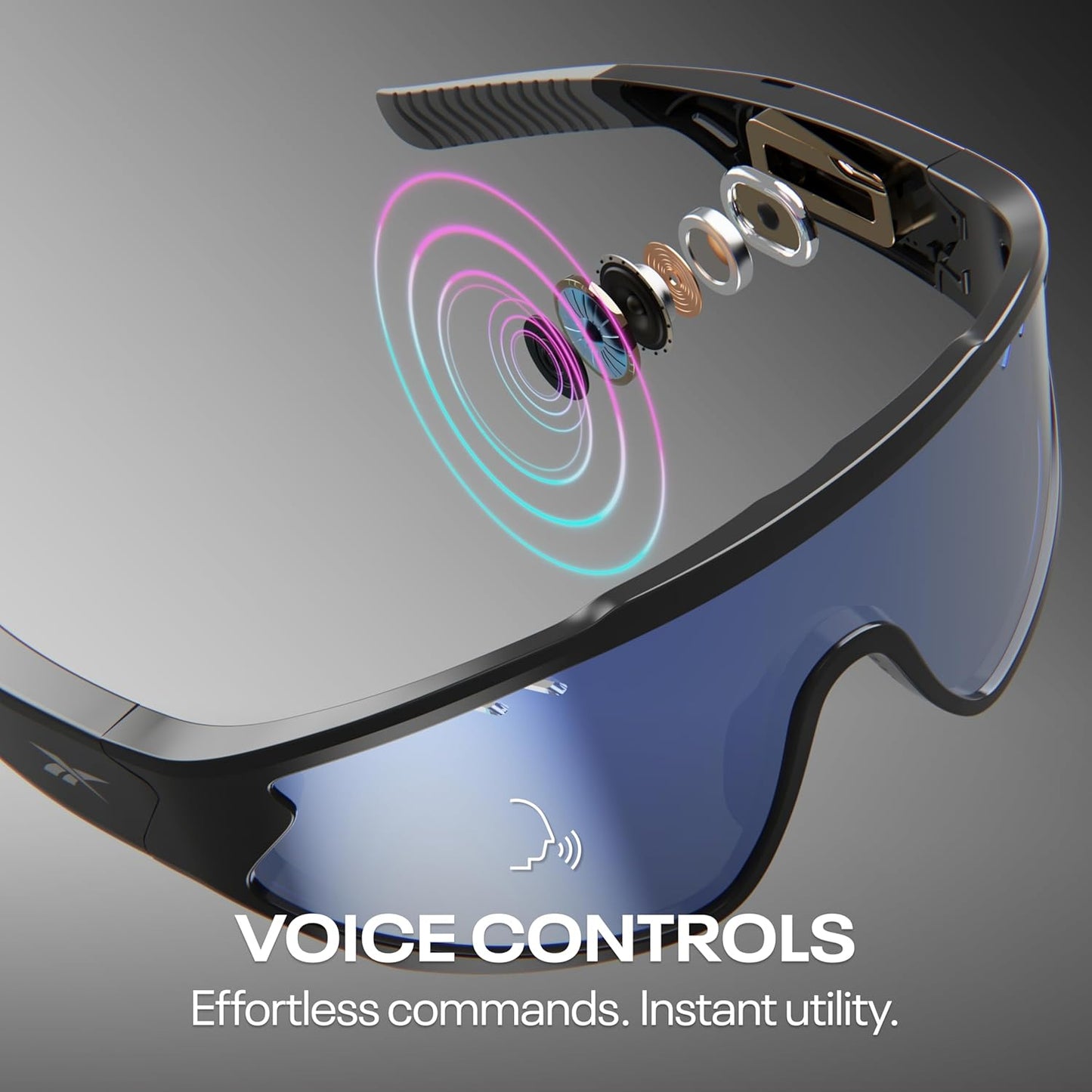 Reebok Voltage Smart Audio Sunglasses, Red Mirror Polarized Lens, Unisex, HiFi Bluetooth Sport Glasses with UV Protection - Powered by Lucyd