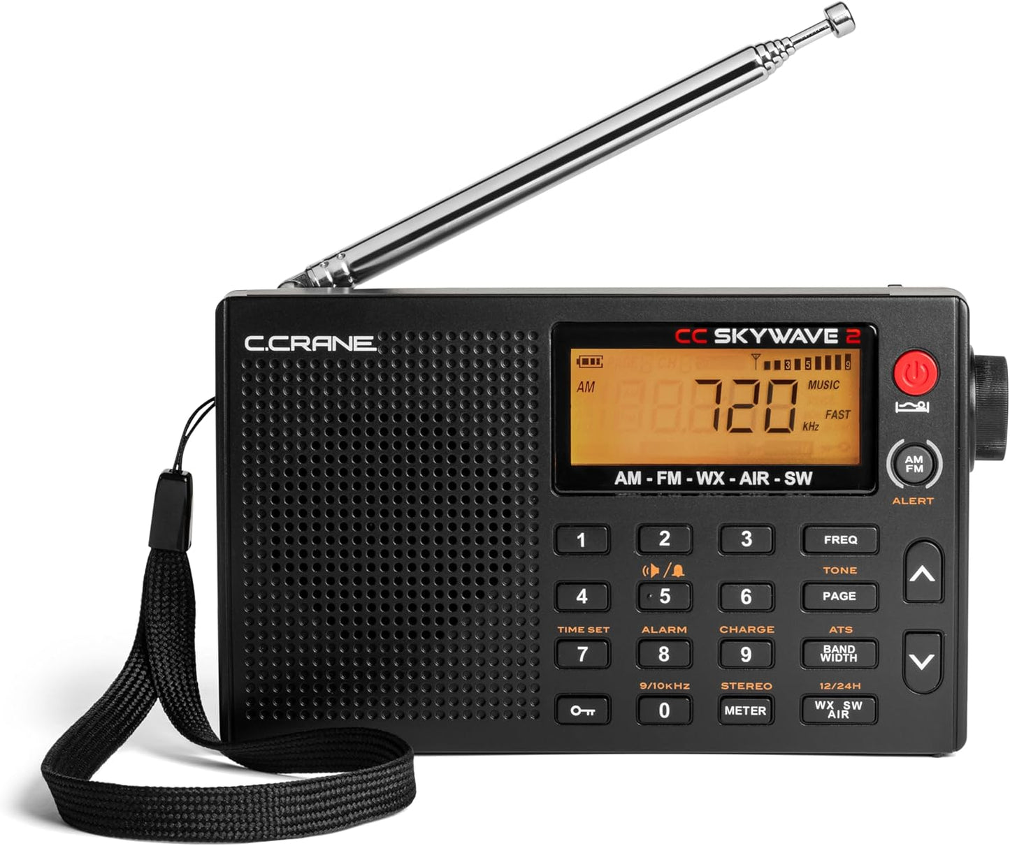 C. Crane CC Skywave 2 AM, FM, Shortwave, NOAA Weather + Alert, VHF Aviation Band, Small Battery-Operated Portable Travel Radio with Clock and Alarm