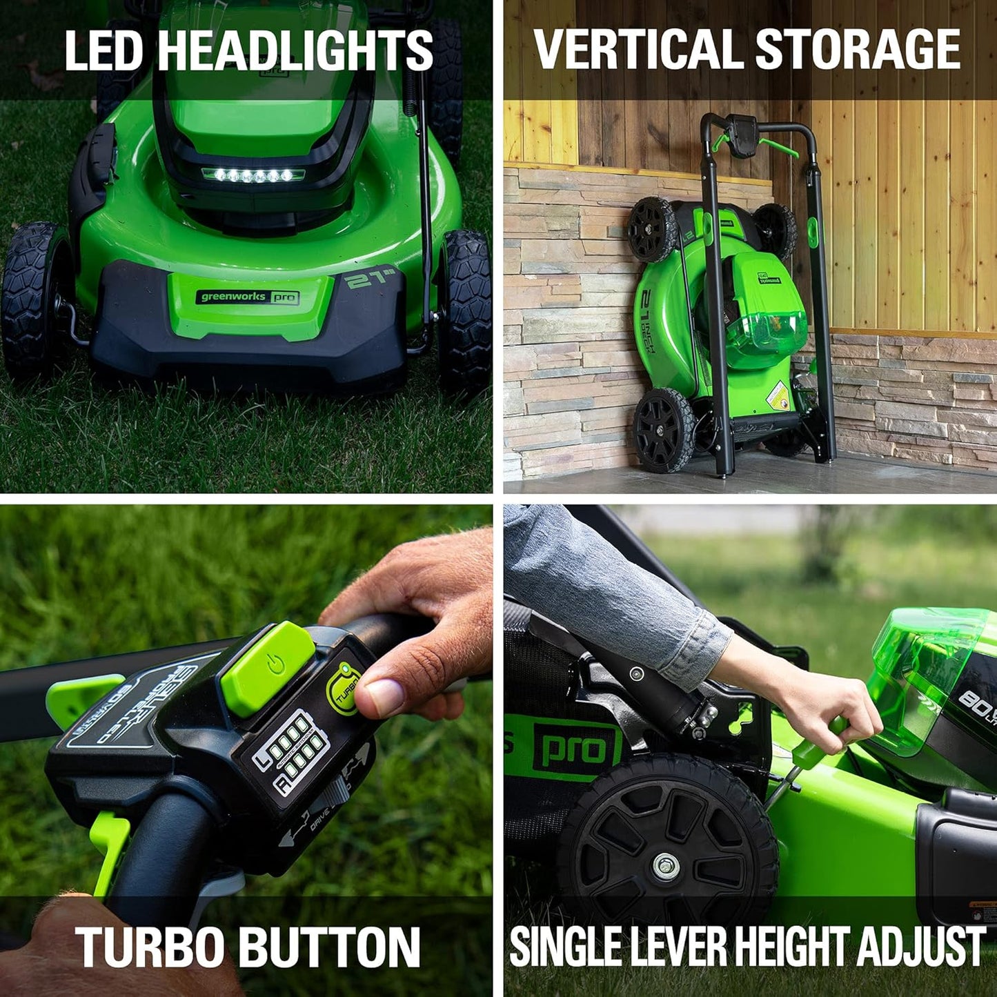 Greenworks 80V 21" Cordless Battery Push Lawn Mower,730 CFM Cordless Battery Leaf Blower,Combo Kit w/(1) 4Ah Battery & (1) 4A Rapid Charger