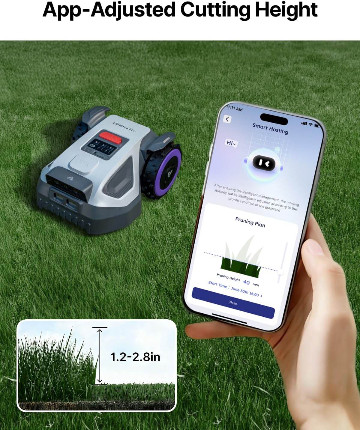 ANTHBOT M9 Robot Lawn Mower 1/4 Acre, Dual Vision+Full-Band RTK Robotic Lawnmower, No Perimeter Wire, App Control Obstacle Avoidance, 45% Slope, Cutting Height, Multi-Zone Mapping