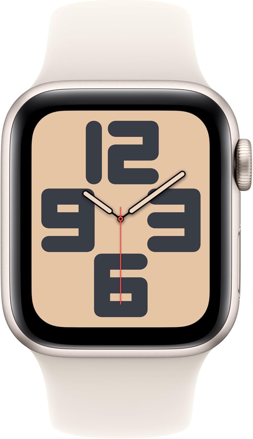 Apple Watch SE (2nd Gen) GPS 40mm Smartwatch with Starlight Aluminum Case with Starlight Sport Band S/M. Fitness and Sleep Trackers, Crash Detection, Heart Rate Monitor, Retina Display