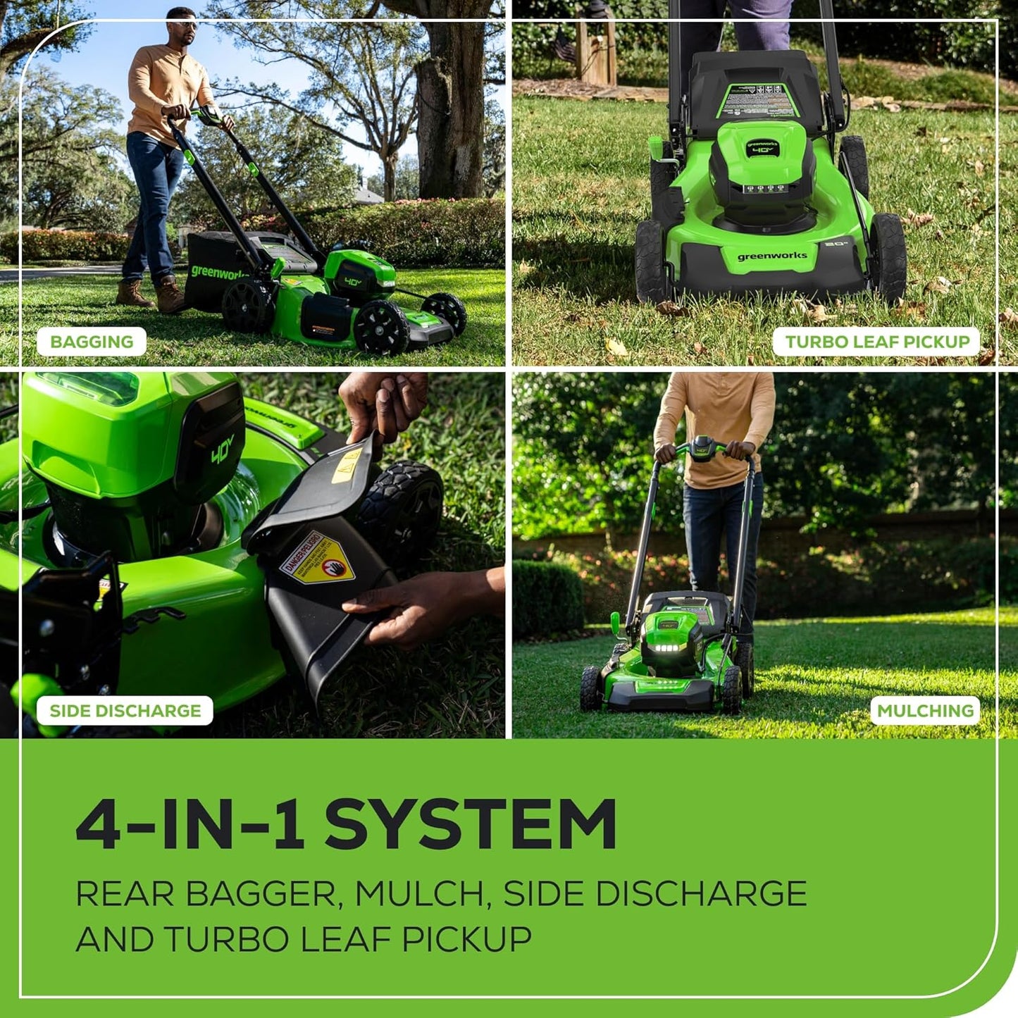 Greenworks 40V 20" Brushless Cordless Lawn Mower with 4.0Ah Battery & Charger(75+ Tool Compatibility)