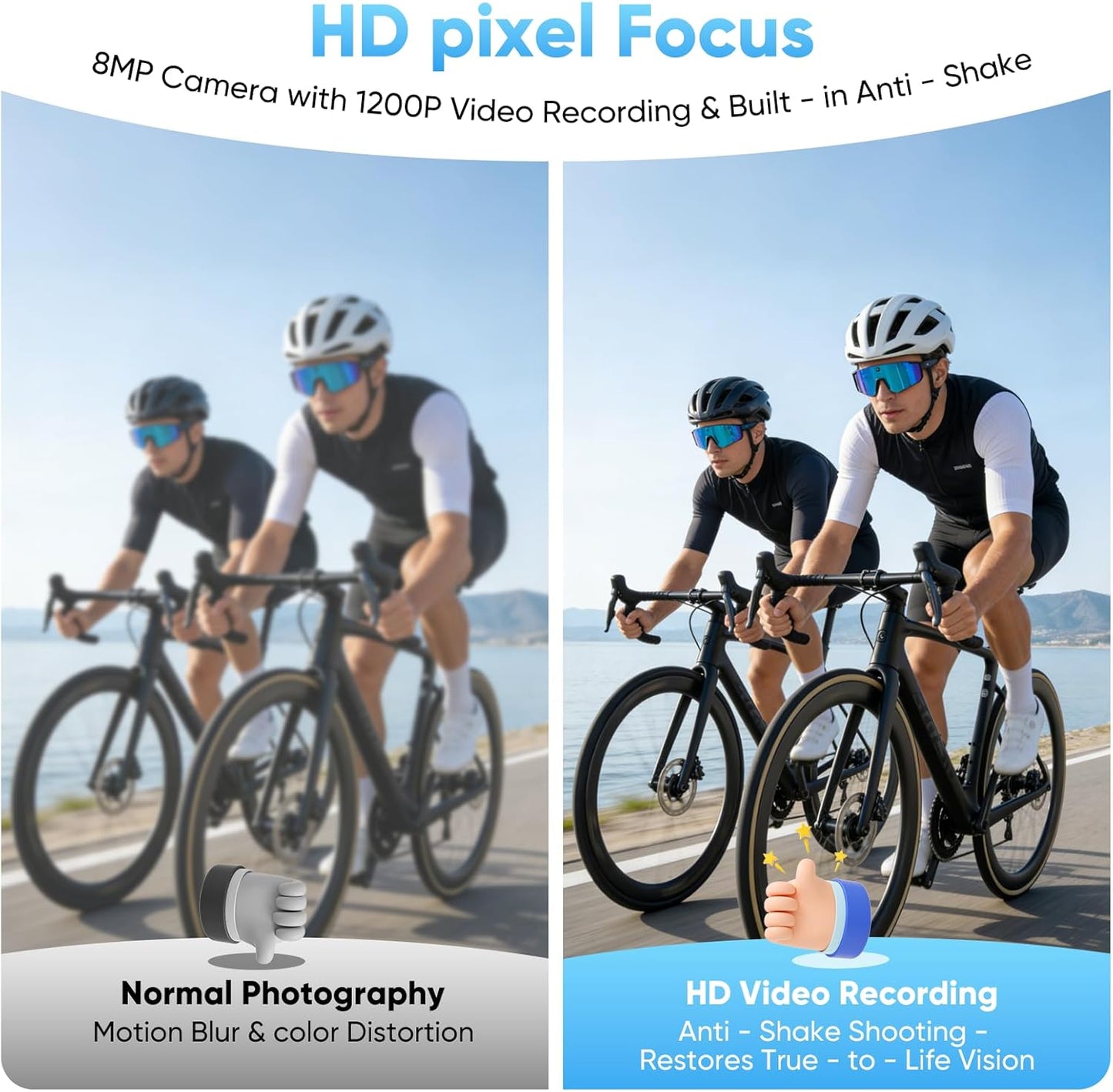 AI Smart Glasses with Camera 4K – Video Recording Glasses with EIS Stabilization, ChatGPT Enabled, IP66 Waterproof, Polarized Sports Sunglasses for Cycling, Outdoor Activities – Great Gift for Men