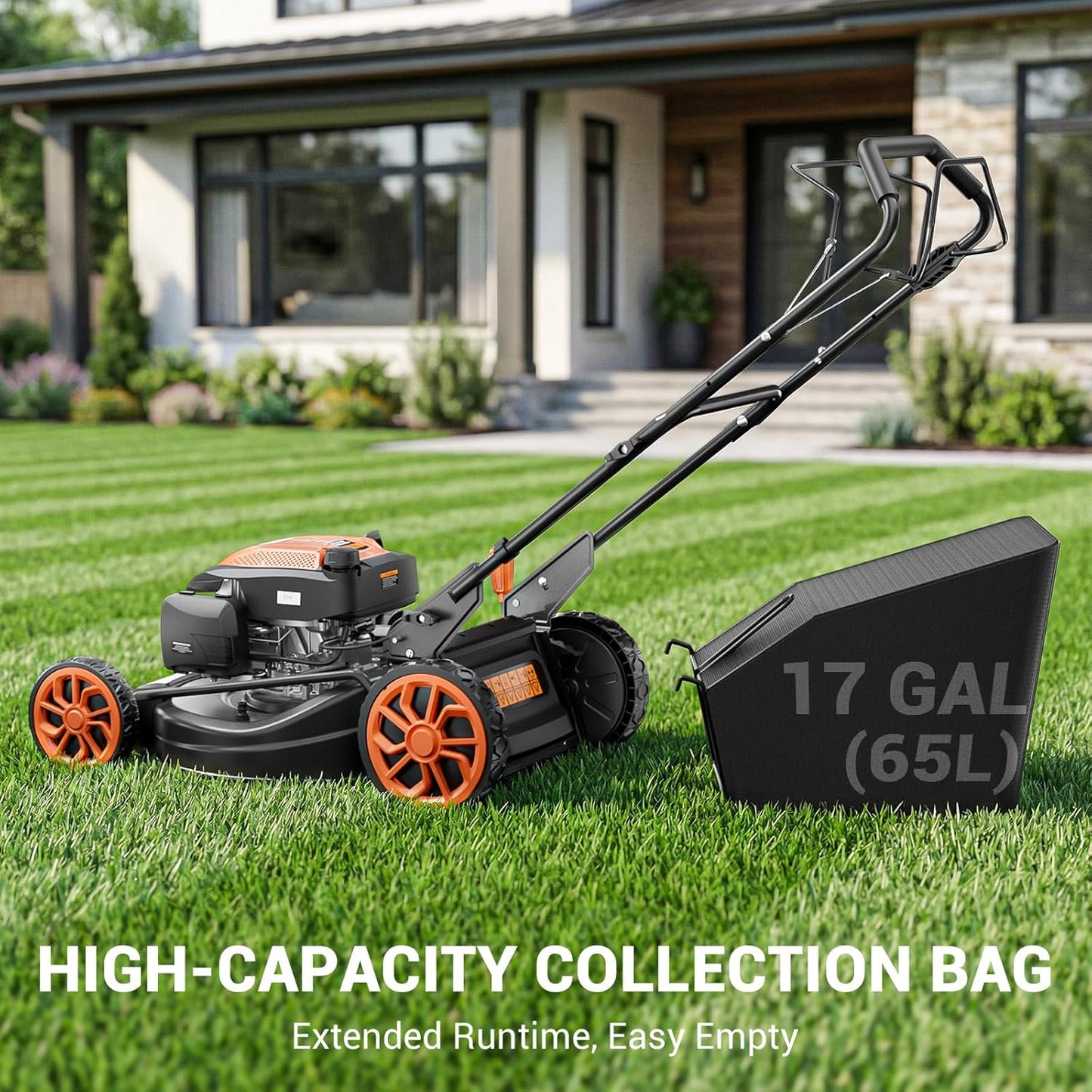 21" Self-Propelled Gas Lawn Mower, 170CC Engine, 3-in-1 with Mulching and Side Discharge, 7 Position Cutting Height Adjustment for Yard and Garden