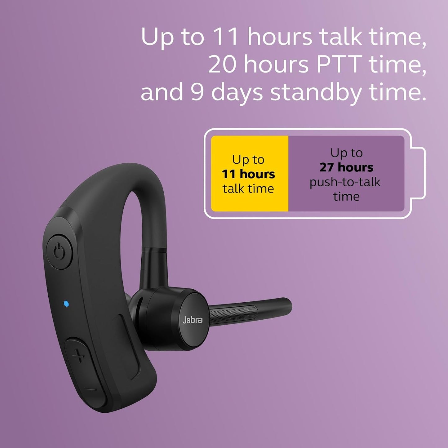 Jabra Perform 45 SE, Push-to-Talk Bluetooth Wireless Mono Headset, Noise-Cancelling Microphone, Works with Walkie Talkie app in Microsoft Teams, Zello and Zebra, Black