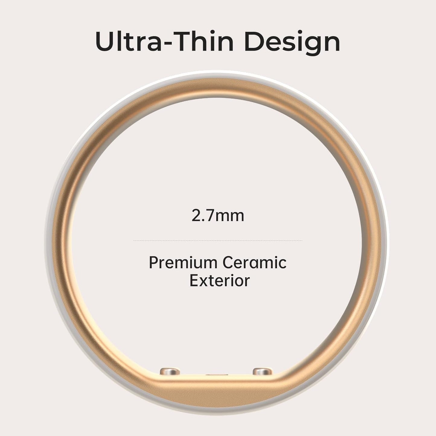 femometer Smart Ring Gen2 Ceramic | Sleep, Heart Rate & Cycle Monitoring with Free Subscription | Women's Health & Fertility Tracker with BBT Technology | Size Before You Buy - Size 8
