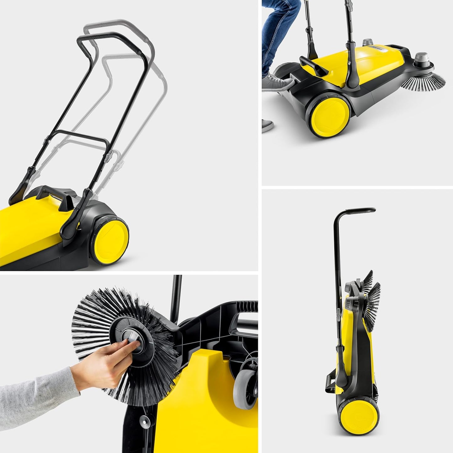 Kärcher Walk-Behind Outdoor Push Sweeper S 6 Twin for Workshops, Warehouses or Garages - 6X Faster Than a Push Broom, 10 Gallon Capacity, 33.9" Sweeping Width
