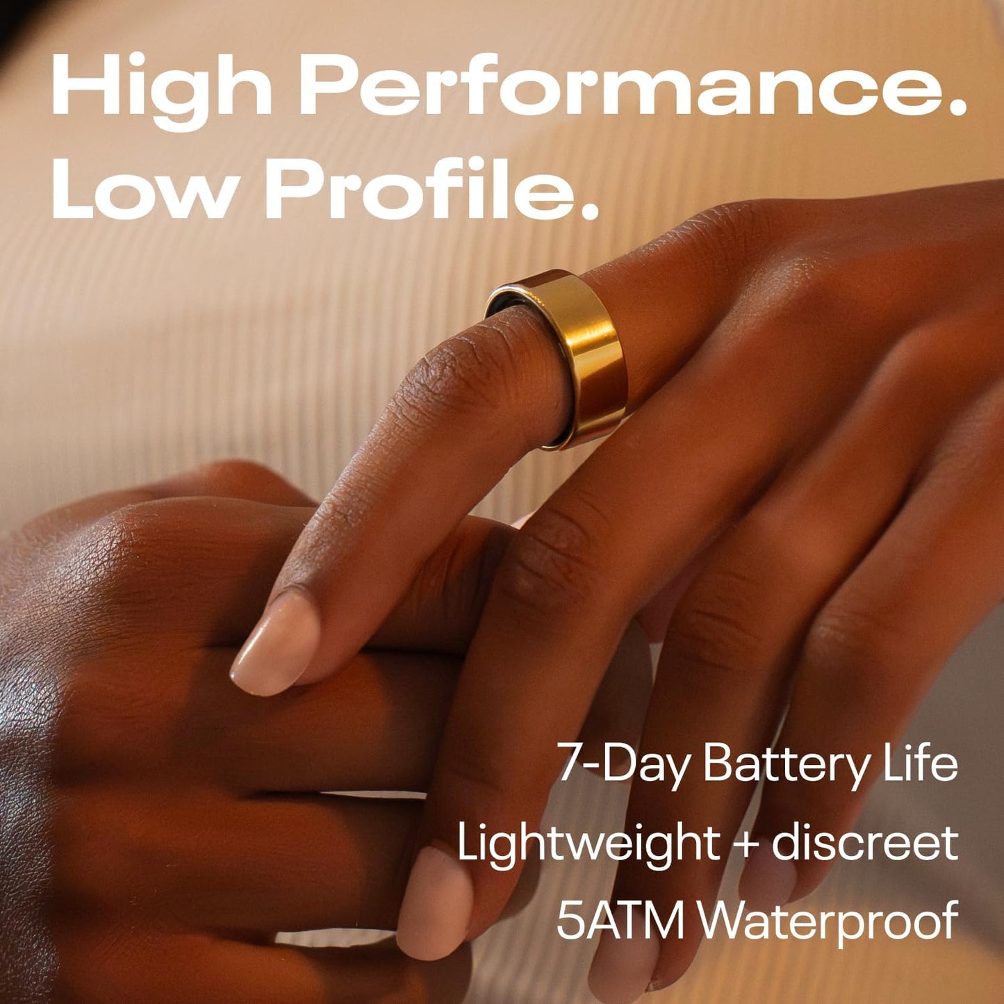 Reebok Smart Ring for Women or Men - Shiny Gold, Size 10 Fitness Ring - The Next Generation of Wearable Technology - Fitness and Sleep Tracker - Monitors Wellbeing and Recovery