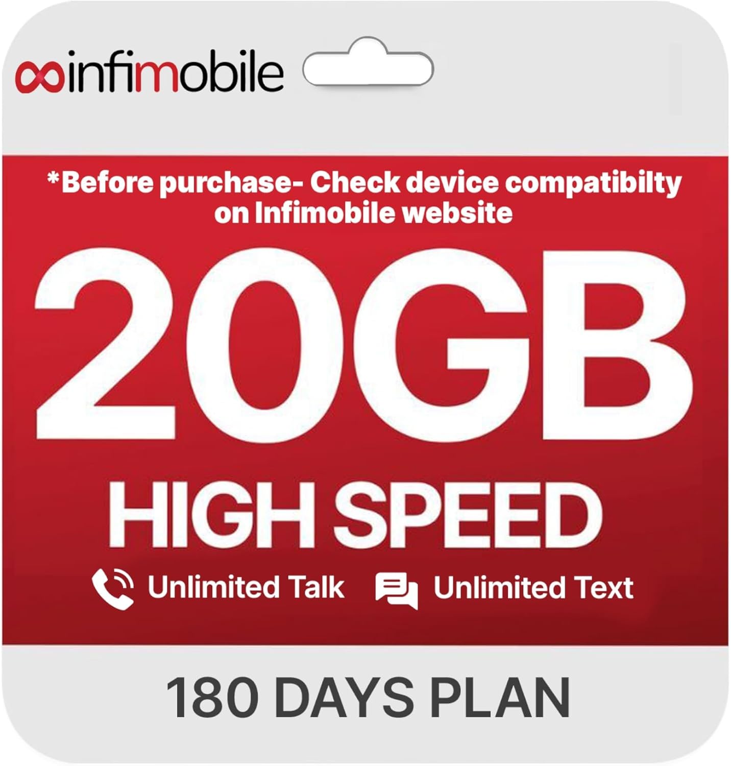 $18.6/Month | Infimobile Prepaid Unlimited Plan: 6 Months | 20GB High-Speed Data Per Month | Unlimited Data Talk & Text | Prepaid Plan Service SIM Card | Nationwide Coverage | 4G, 5G Network