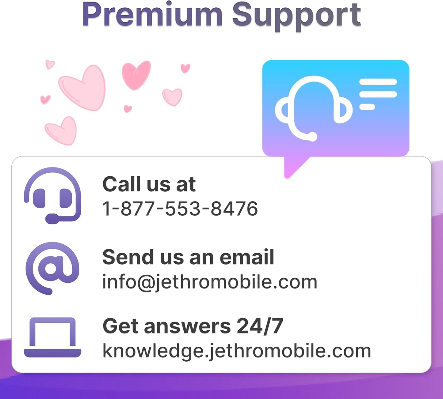 Jethro Mobile Unlimited Talk, Text & 8GB High-Speed Data, Prepaid 365-Day Plan, Works with Senior Cell Phones, Kids, Students & Feature Phones, 3-in-1 SIM Kit