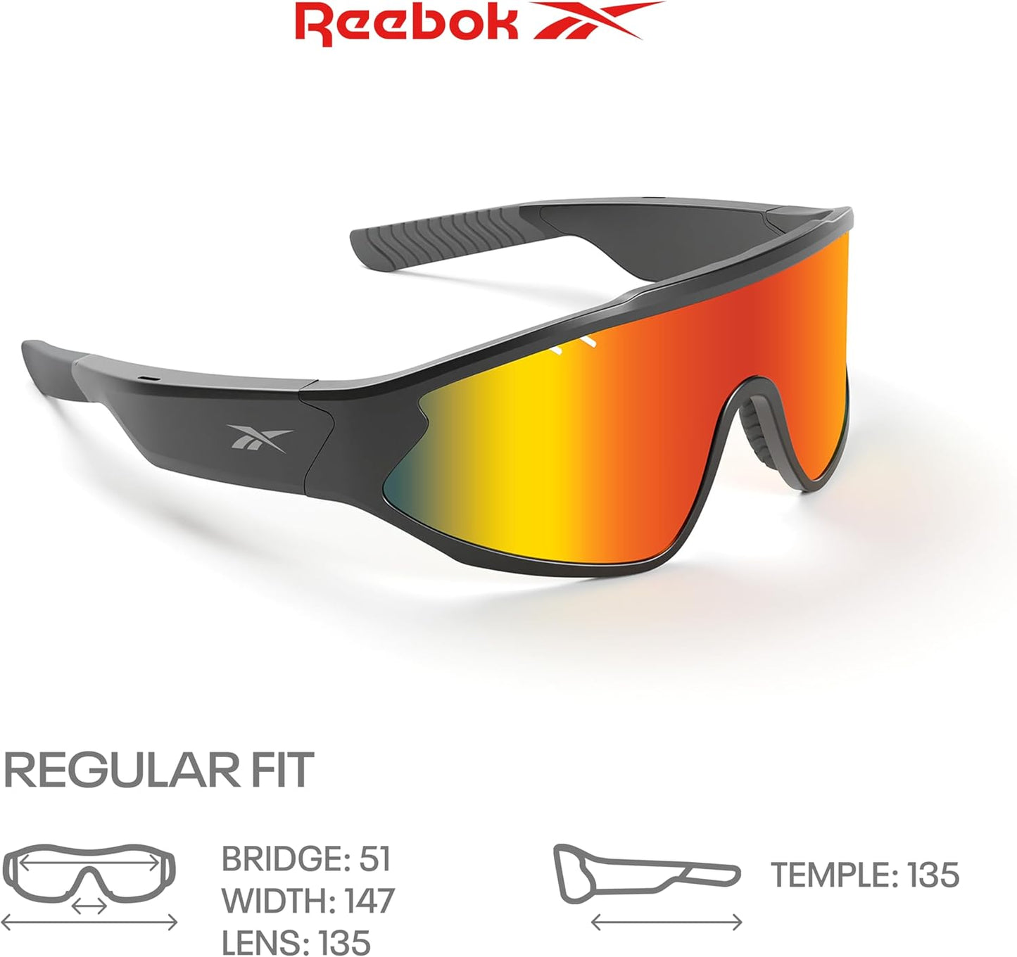 Reebok Voltage Smart Audio Sunglasses, Red Mirror Polarized Lens, Unisex, HiFi Bluetooth Sport Glasses with UV Protection - Powered by Lucyd