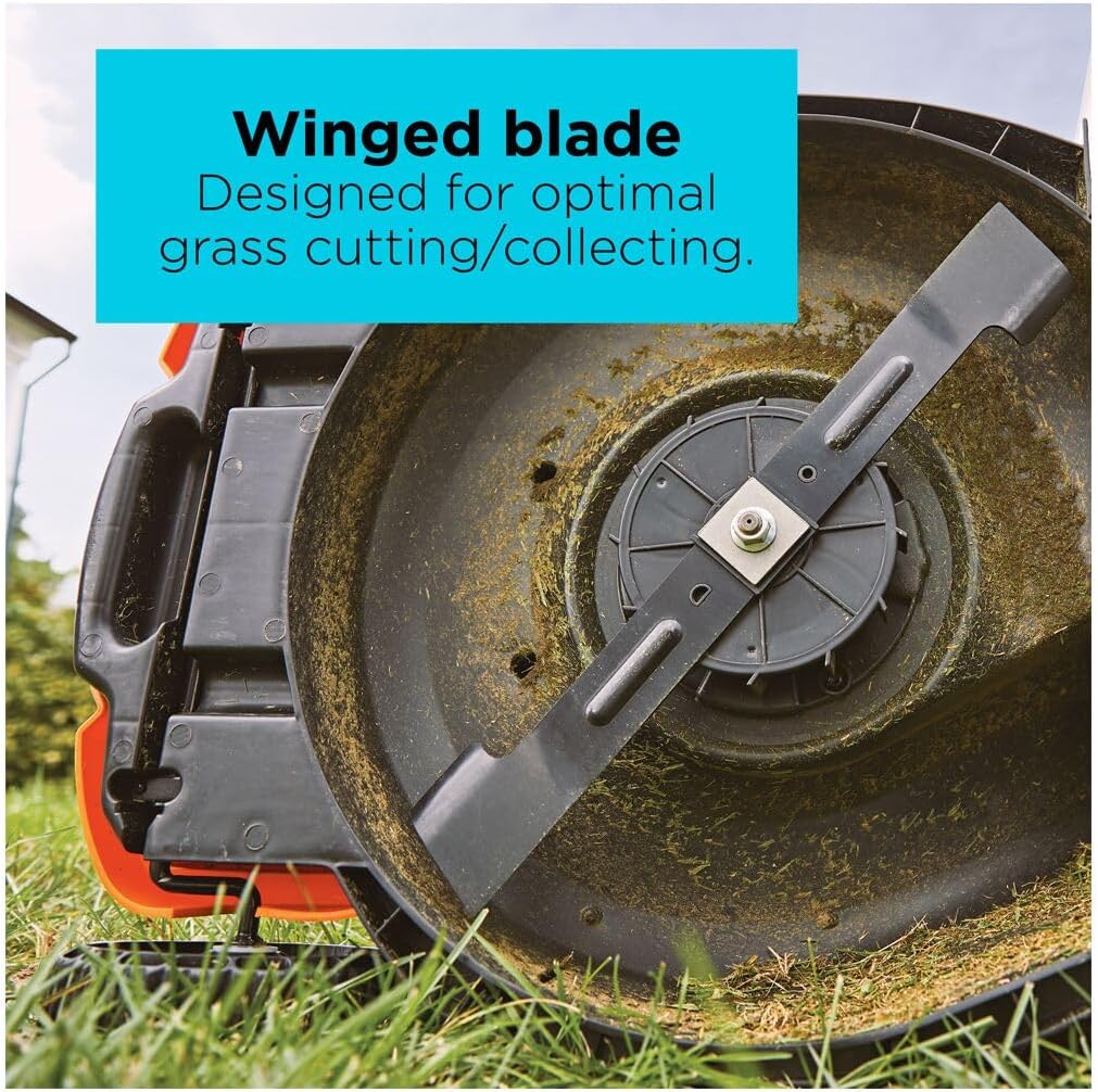 BLACK+DECKER Electric Push Lawn Mower, Corded, 13 Amp, 20-Inch Cutting Deck, 6 Setting Height Adjustment, Compact Storage, Collection Bag (BEMW213)