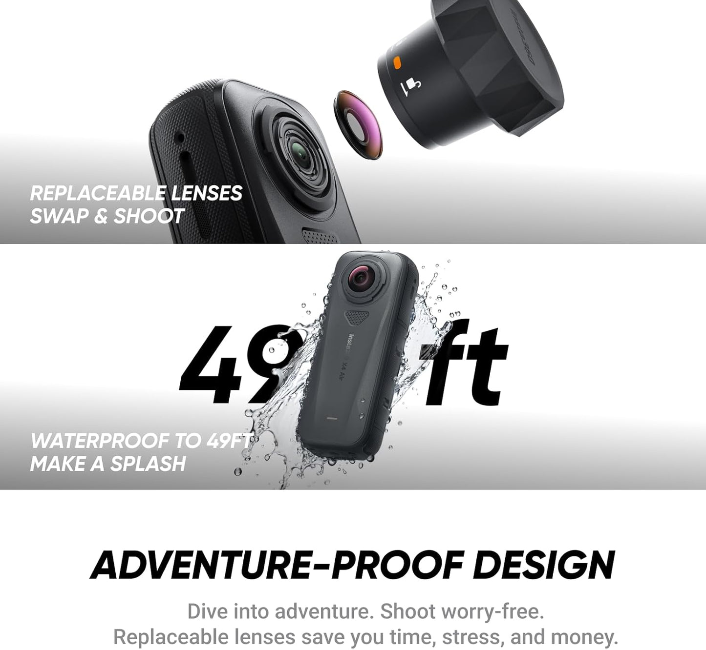 Insta360 X4 Air Motorcycle Ultimate Multiview Bundle - Lightweight 165g 8K 360 Camera, Invisible Selfie Stick, Replaceable Lenses, Shoot First & Frame Later, Built-in Wind Guard, Stabilization