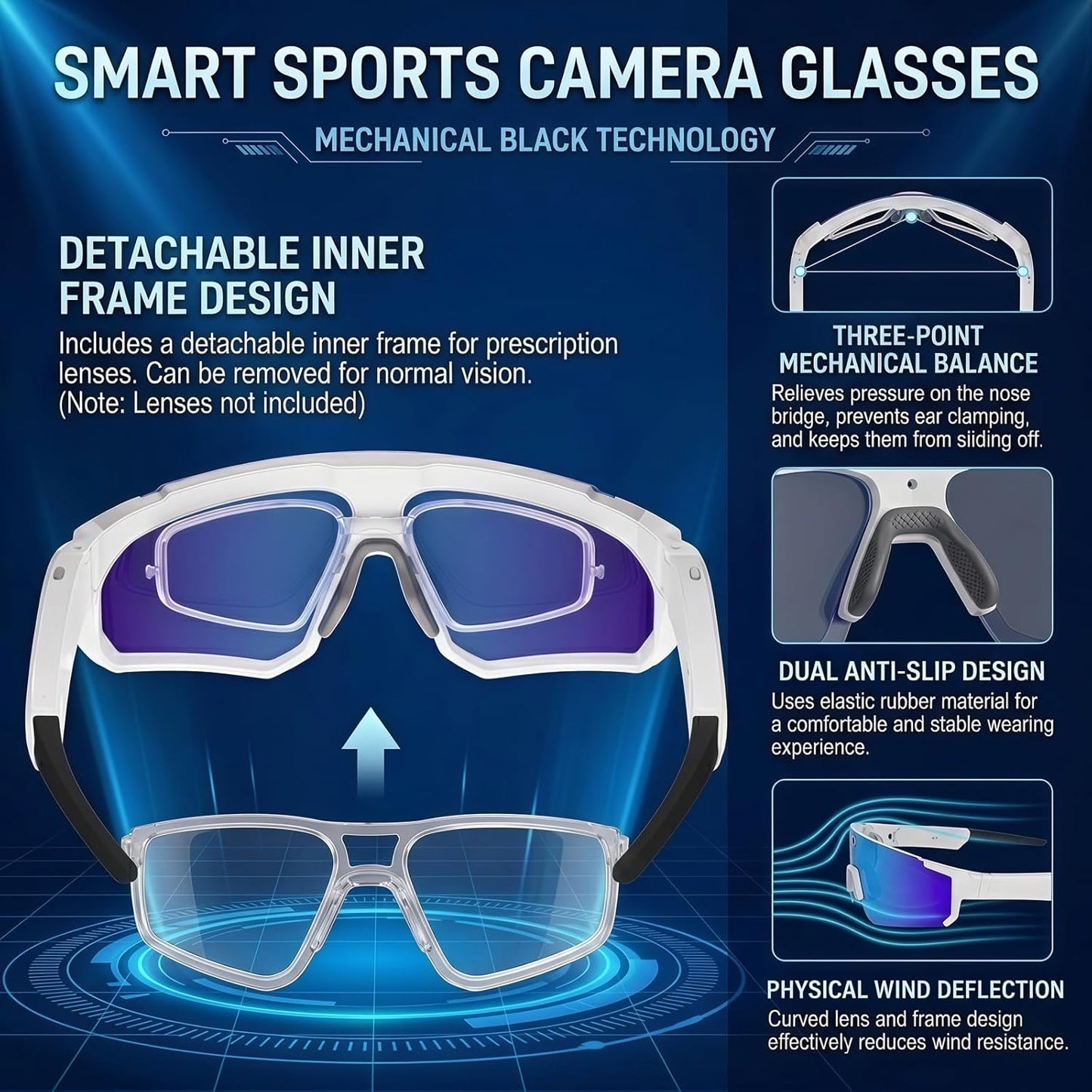 Sport AI Smart Sunglasses with 4K POV Camera — Audio & Video, Real-Time Translation, AI Voice Assistant, Internal Storage, Unisex for Cycling & Outdoor Sports (Orange/Tangerine)